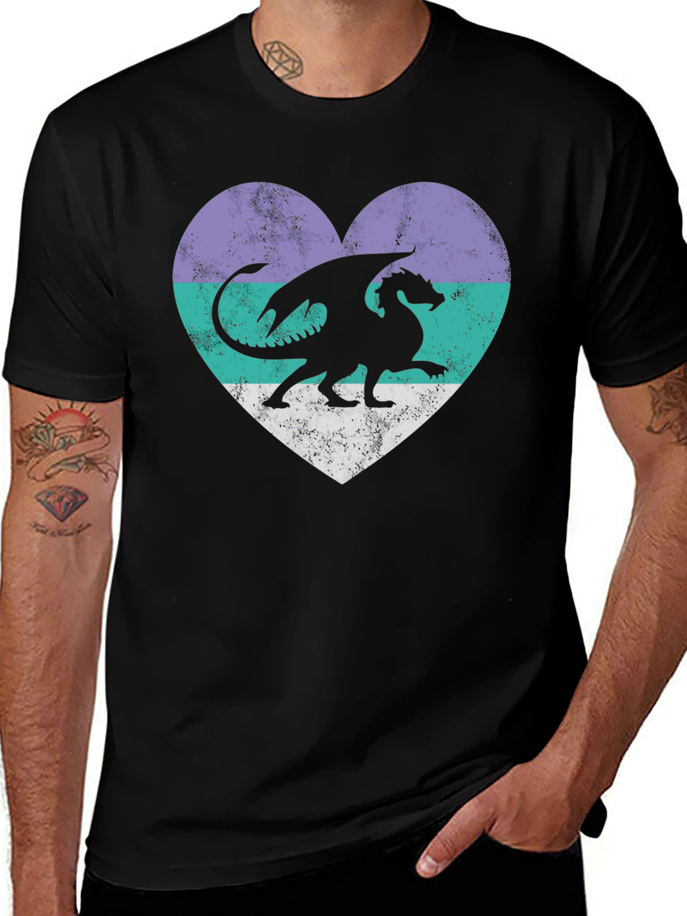 Variant 4 of Dragon Heart Graphic Tee - Fantasy Style