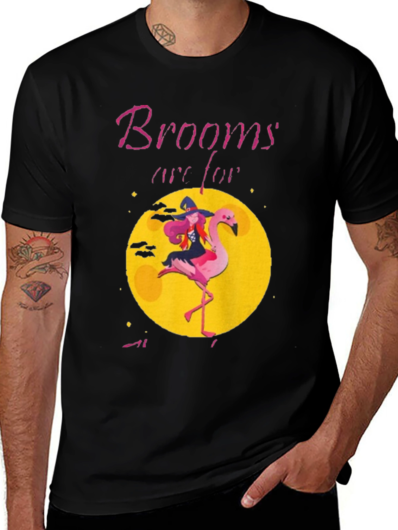 Variant 3 of Witch Flamingo Graphic Tee - Halloween Humor