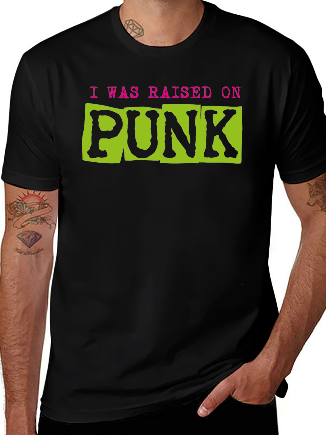 Variant 7 of I Was Raised on Punk Graphic Tee - Black Cotton T-Shirt