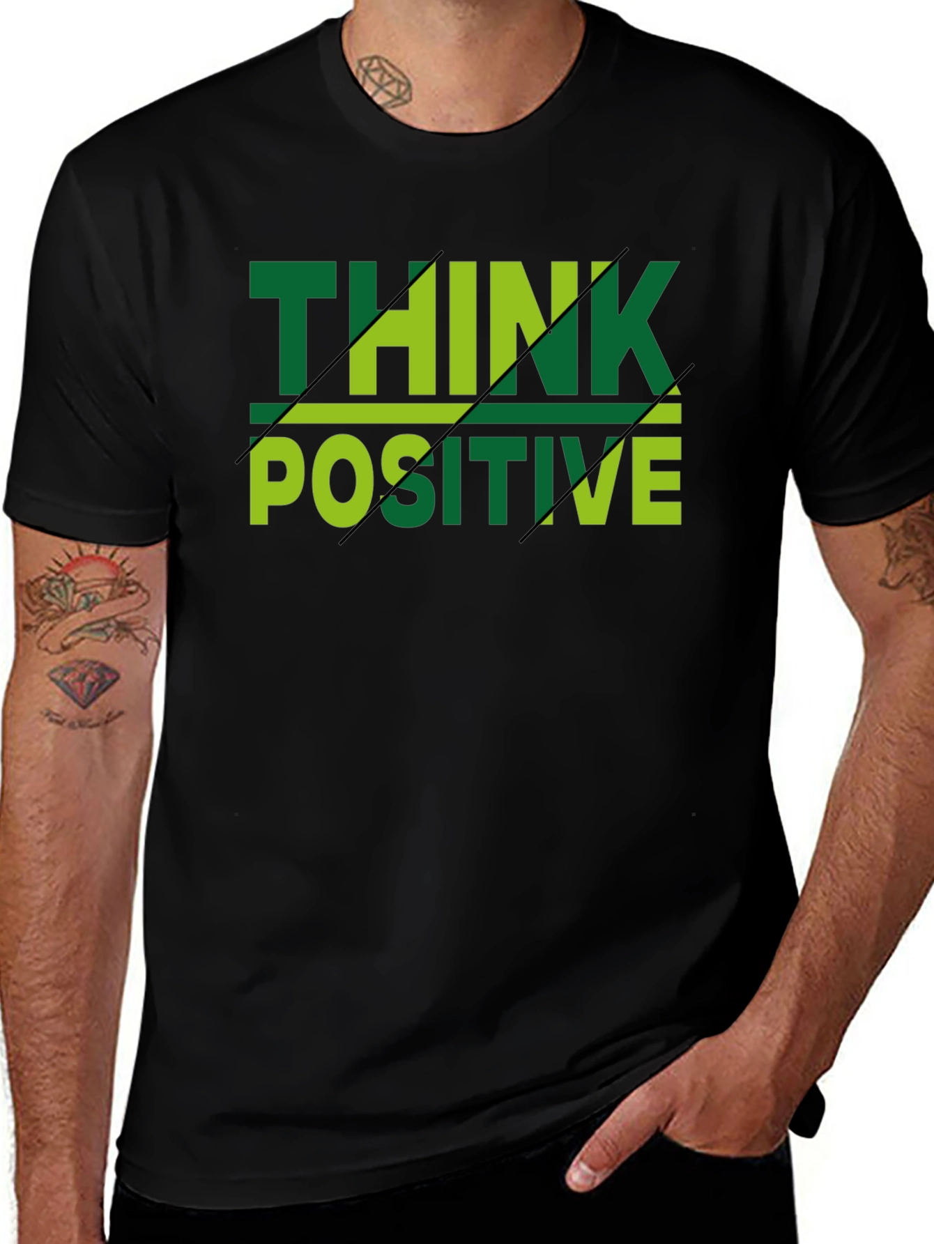 Variant 2 of Think Positive Men's Black T-Shirt
