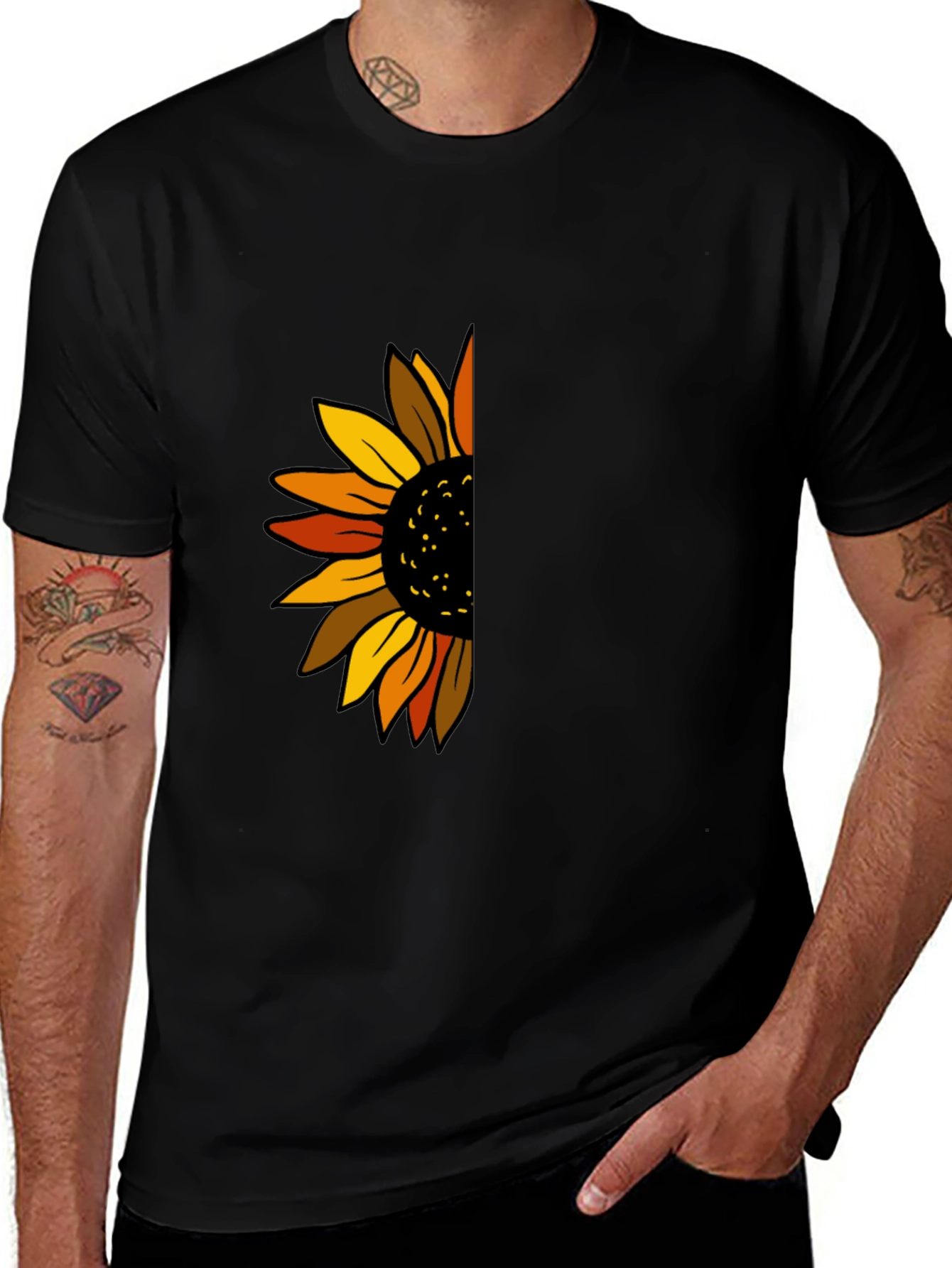 Variant 18 of Sunflower Graphic Black T-Shirt