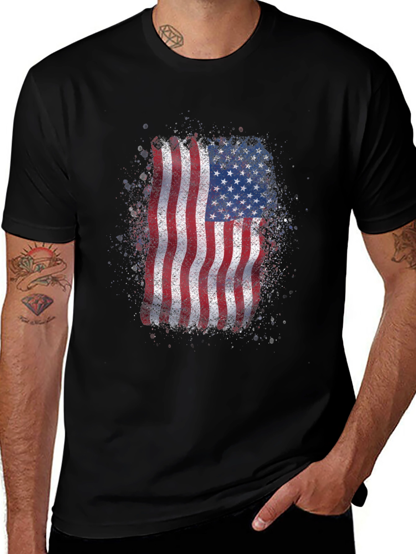 Variant 21 of USA Flag Graphic Tee - Patriotic Black T-Shirt
