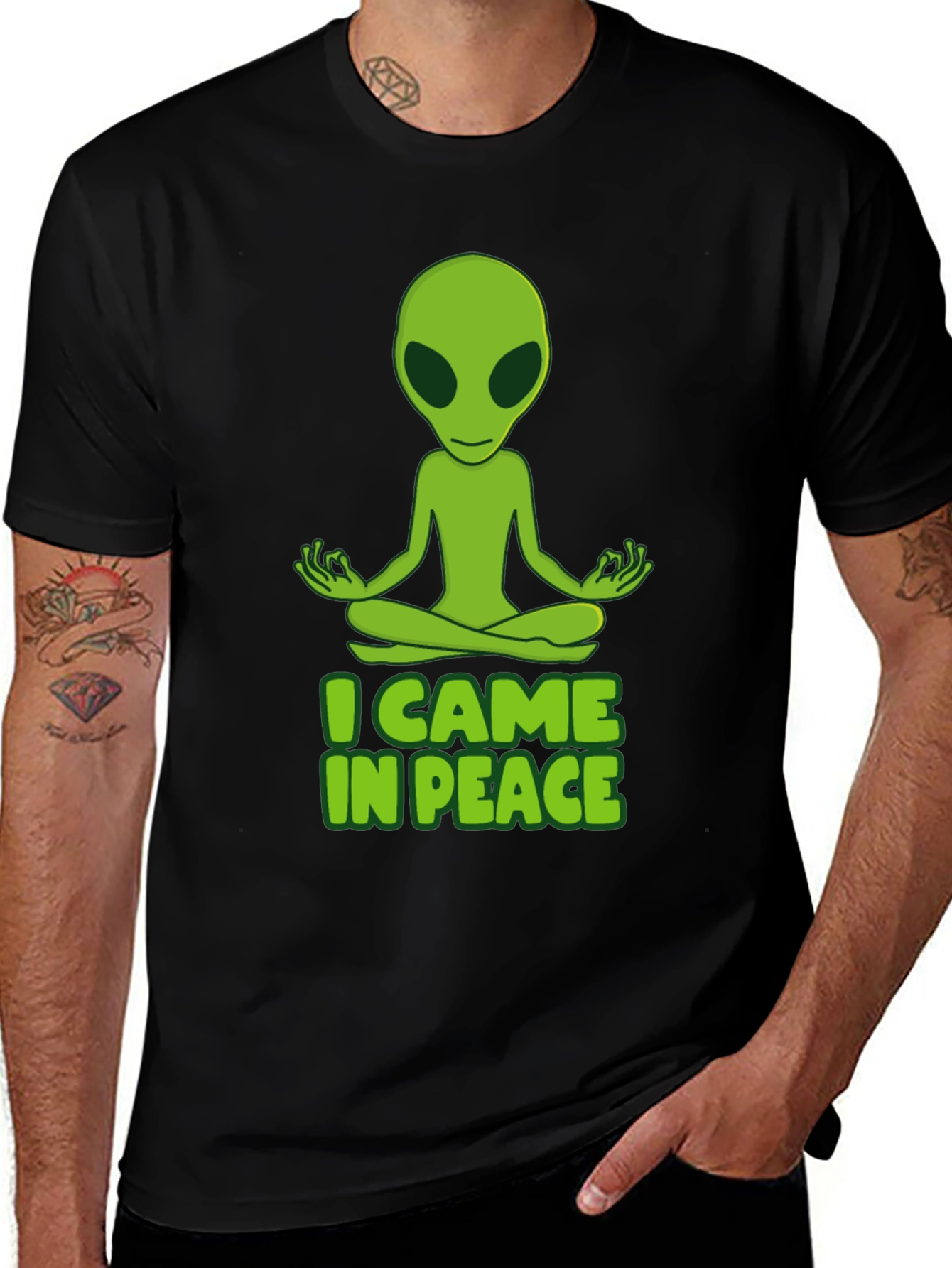 Variant 16 of I Came in Peace Alien Meditation T-Shirt
