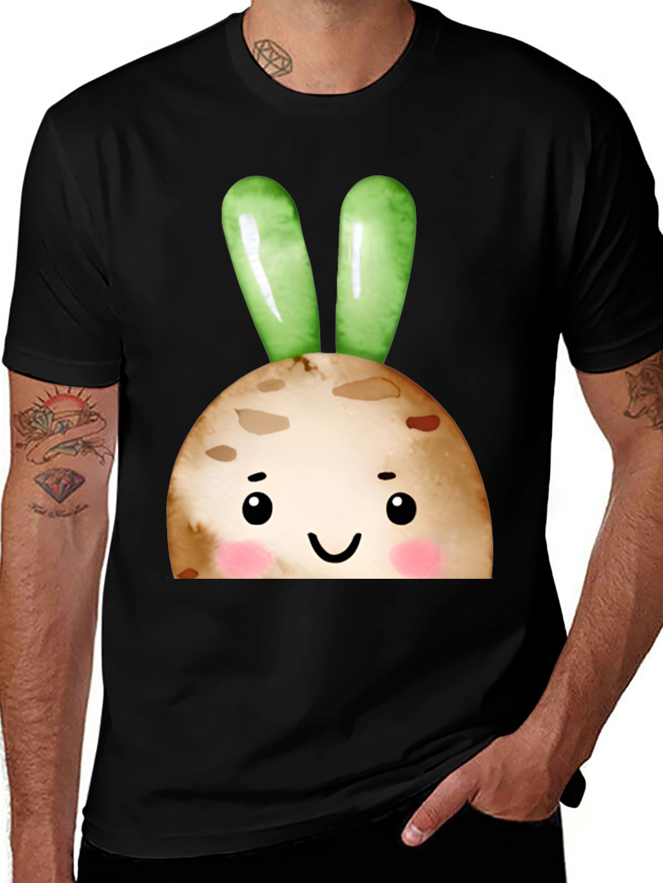 Variant 23 of Cute Bunny Face Black T-Shirt