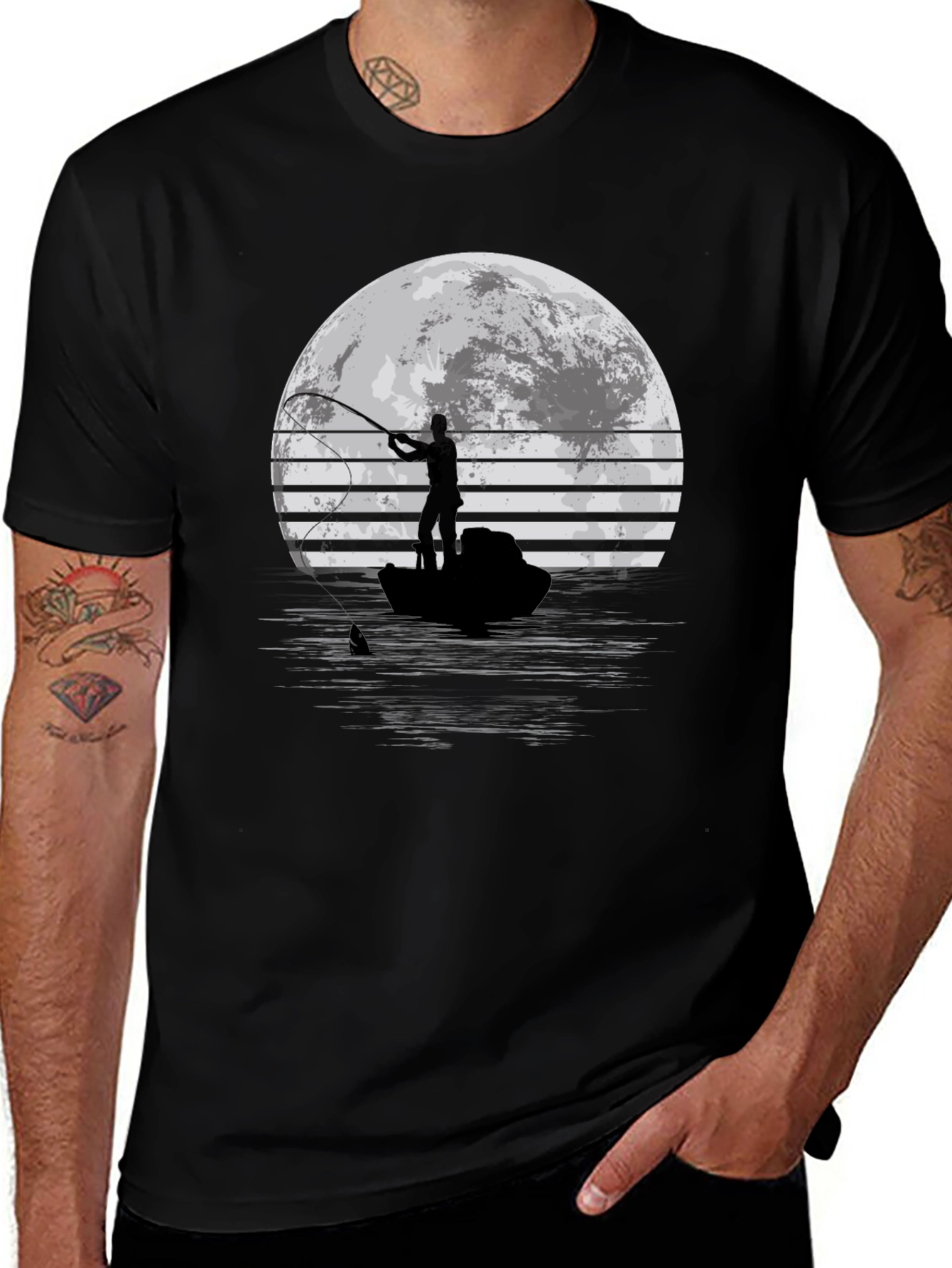 Variant 16 of Fisherman Moon Graphic T-Shirt - Black