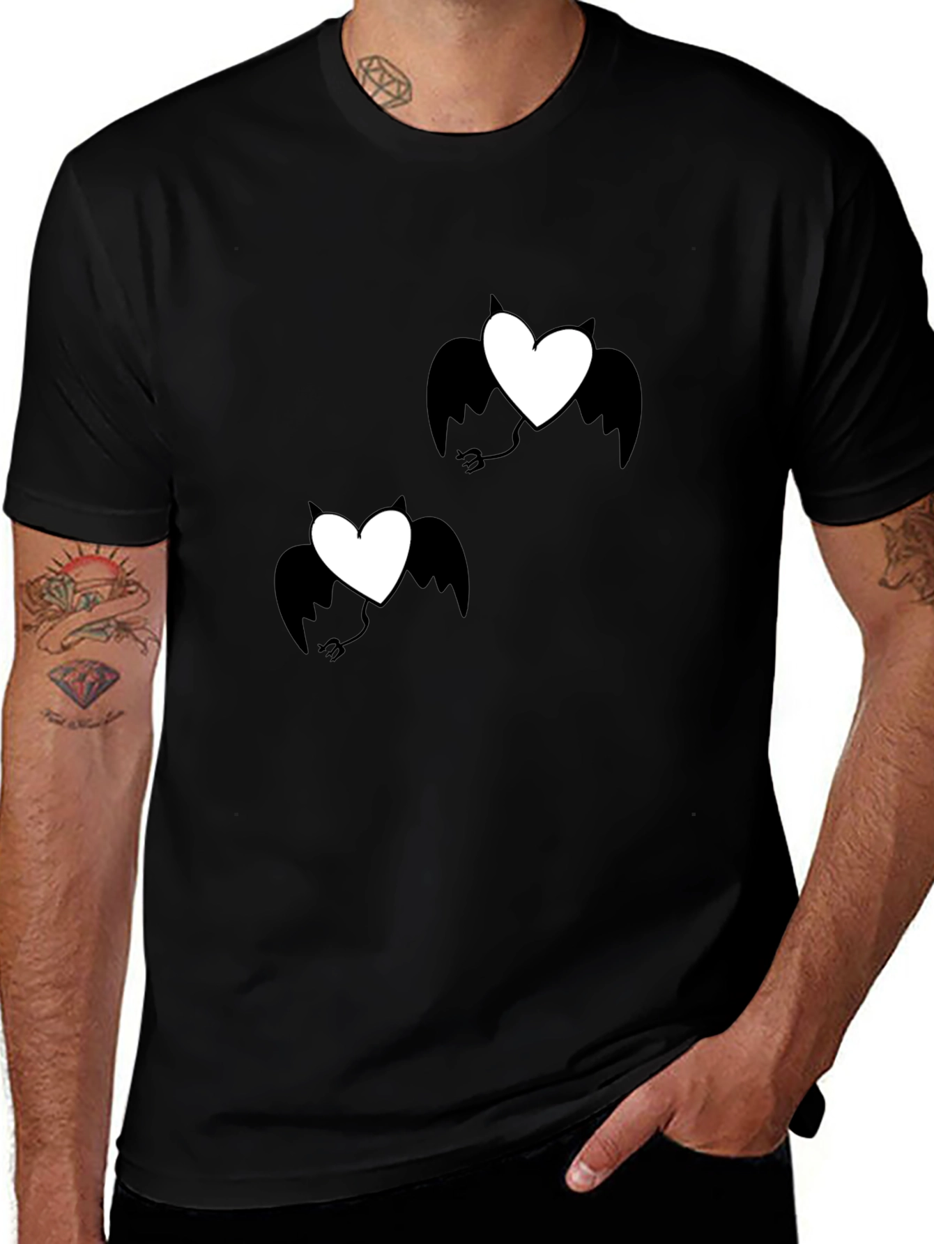 Variant 21 of Devil Heart Graphic T-Shirt - Black