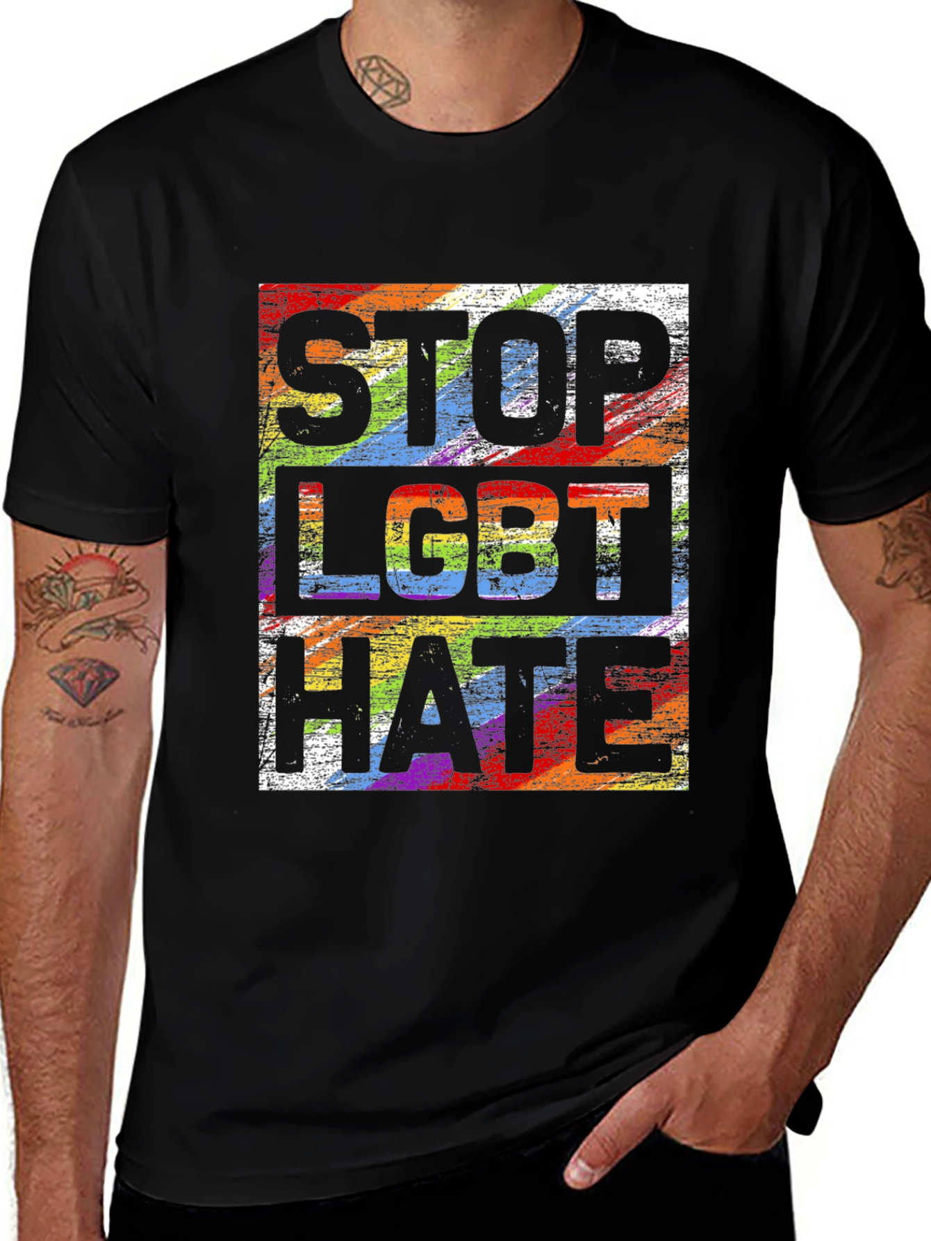 Stop LGBT Hate T-Shirt Rainbow Pride