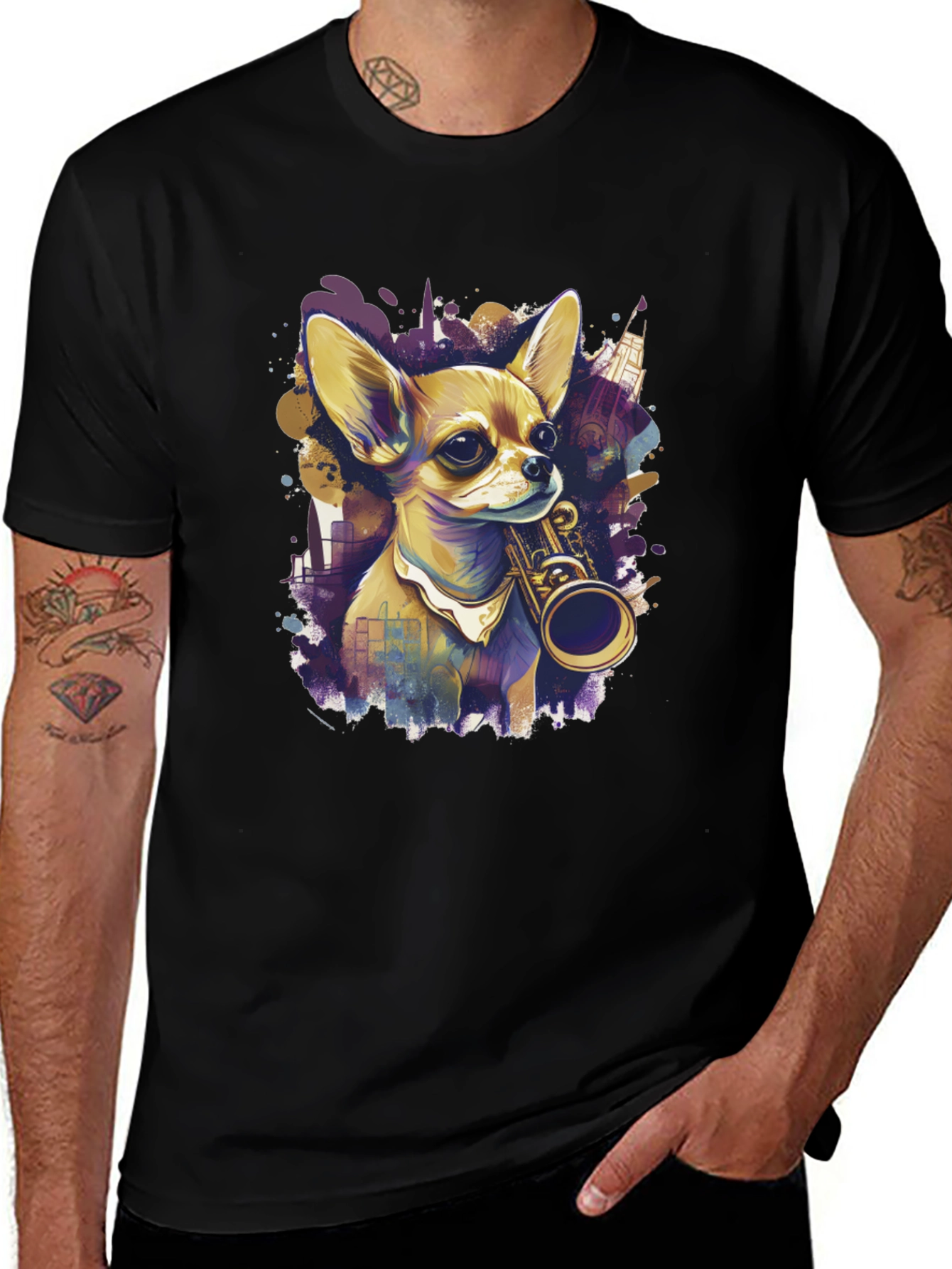 Variant 26 of Dog with Saxophone T-Shirt