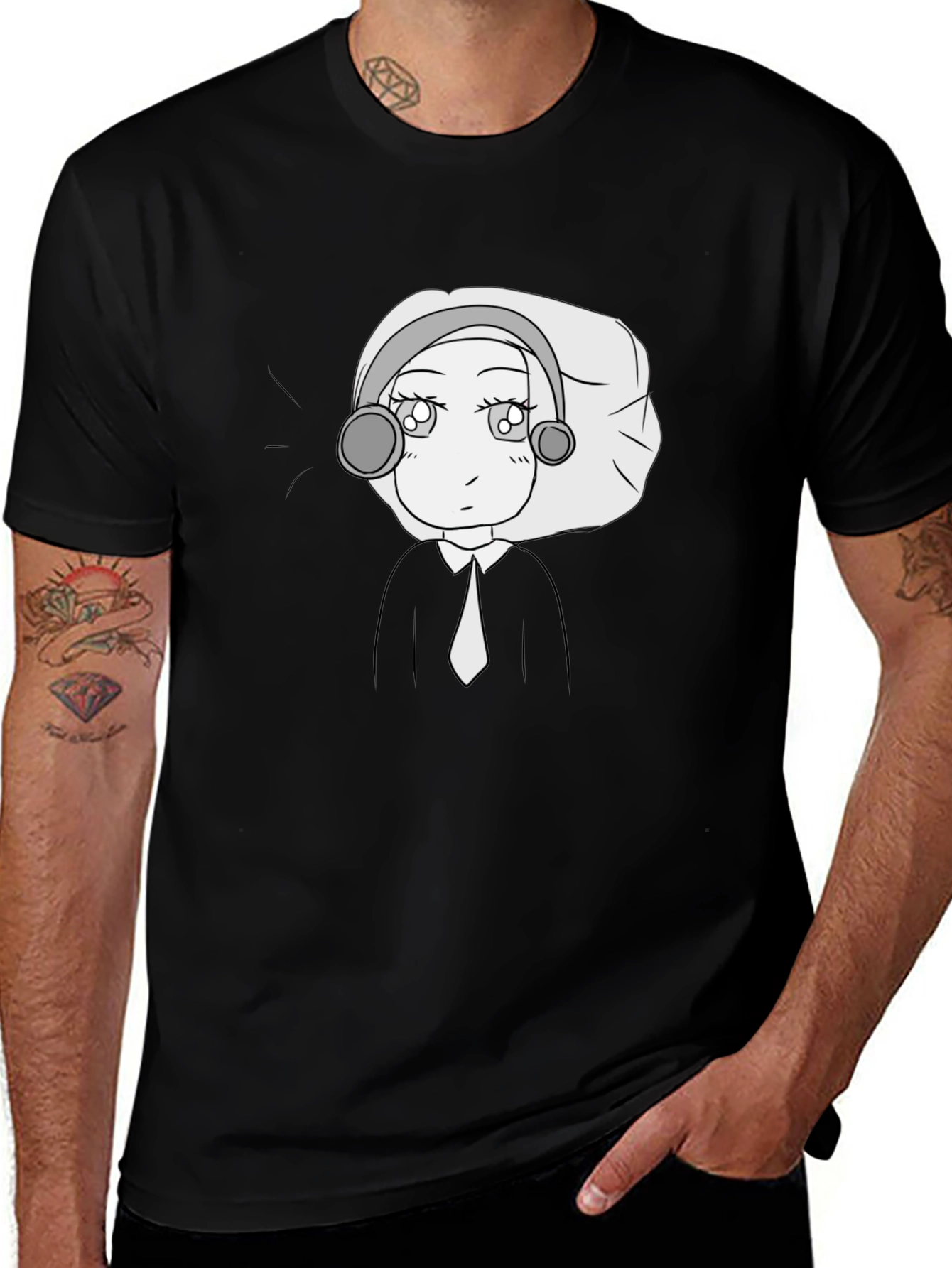 Anime Girl Black T-Shirt