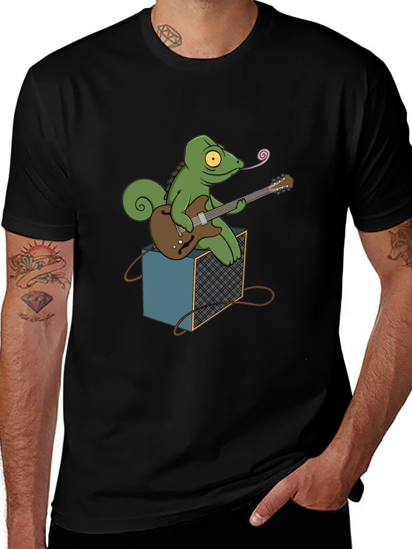 Chameleon Guitarist Graphic Tee - Black