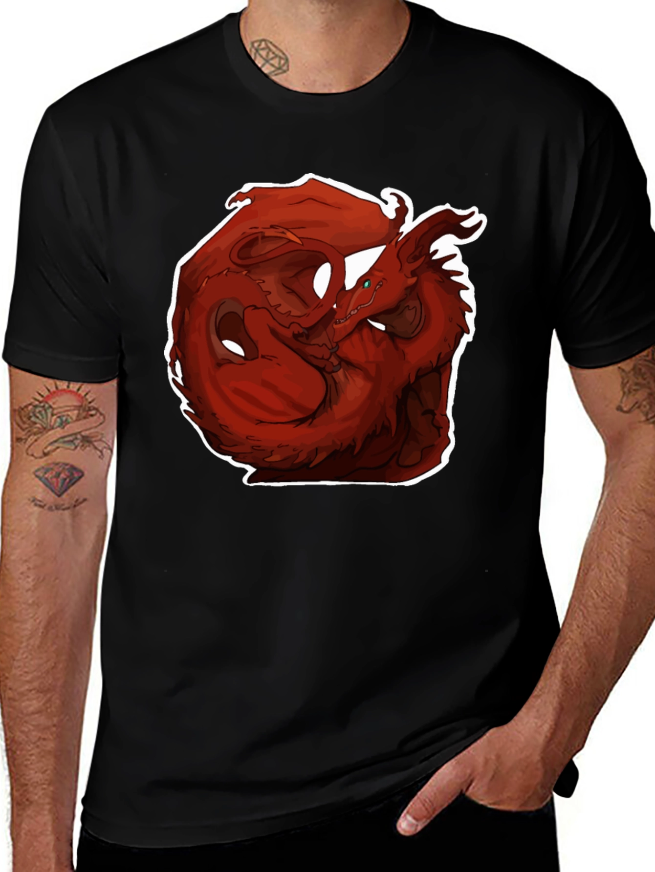 Variant 20 of Red Dragon Graphic Black T-Shirt