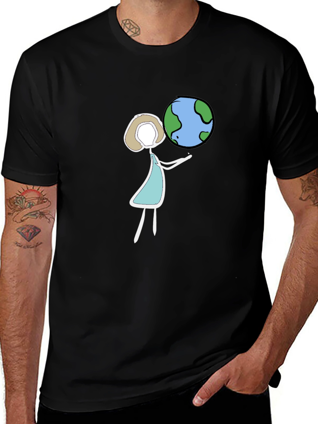 Variant 13 of Earth Girl Black T-Shirt - Unique Design