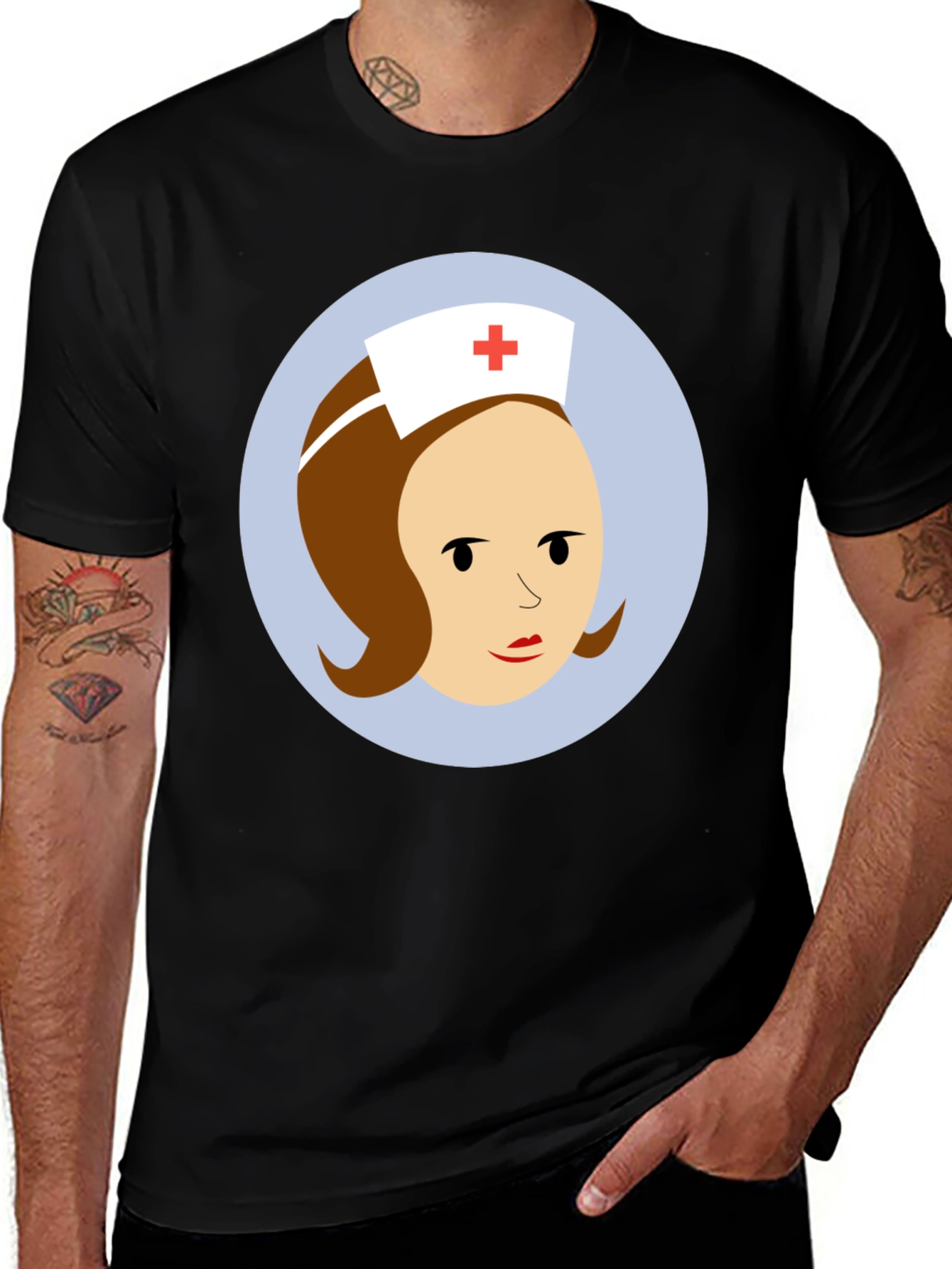 Variant 13 of Nurse Cartoon Graphic T-Shirt - Unisex Black Tee