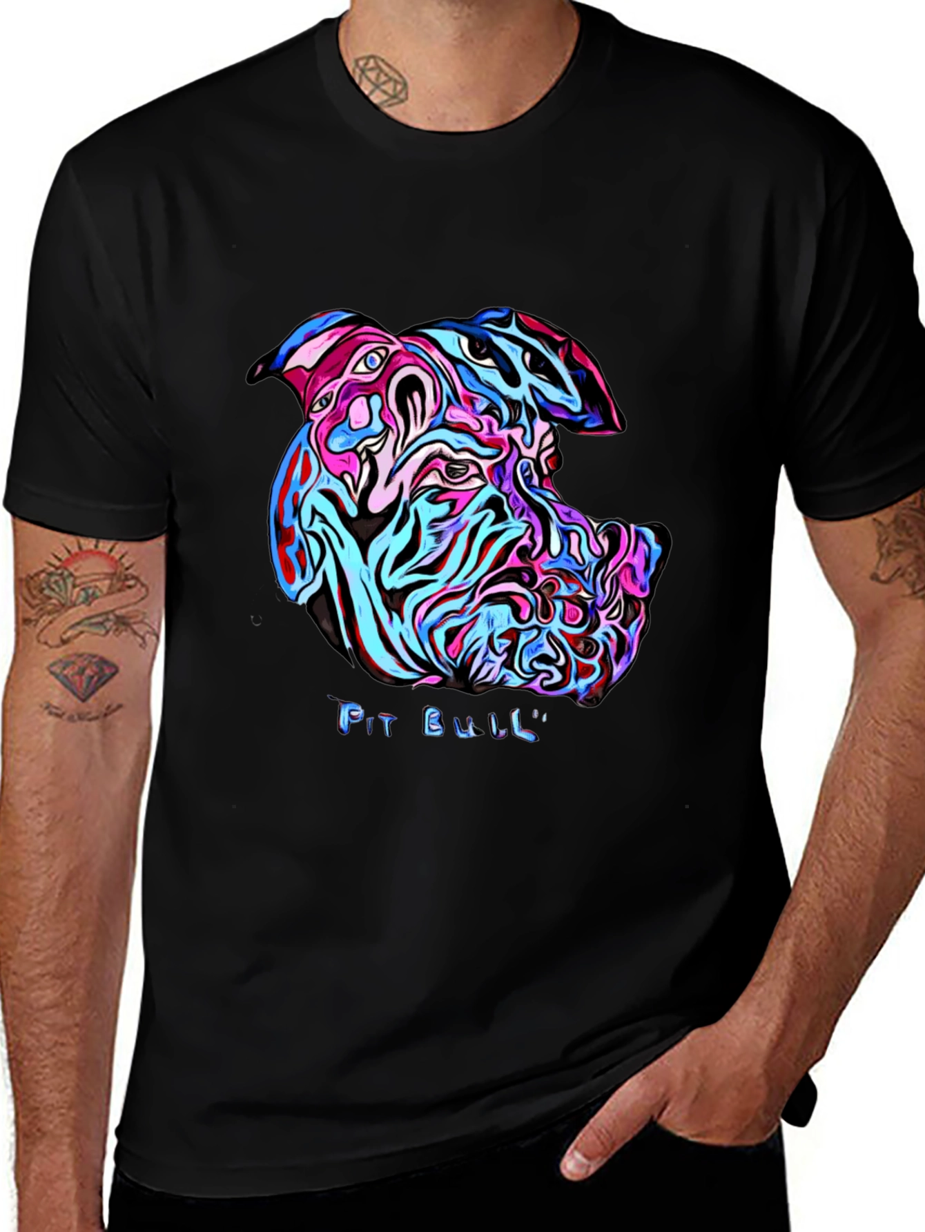 Variant 8 of Psychedelic Pit Bull Graphic Tee