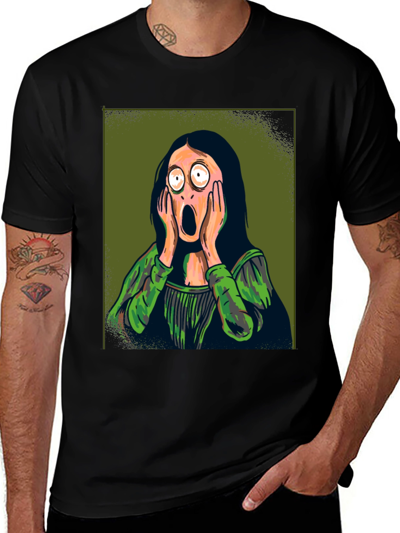 Variant 2 of Screaming Mona Lisa Graphic Tee - Soft Cotton Comfort