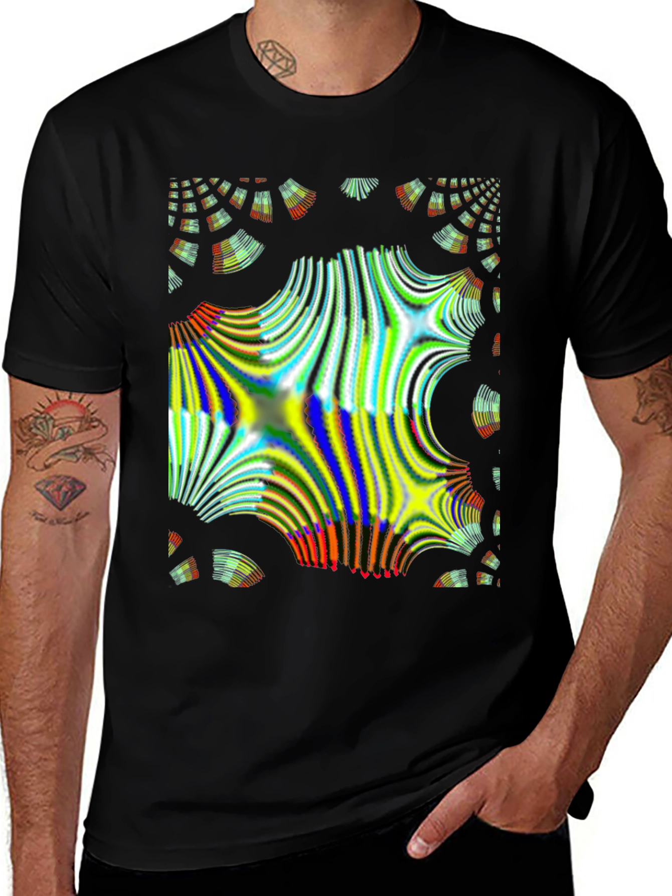 Variant 21 of Abstract Fractal Design Black T-Shirt