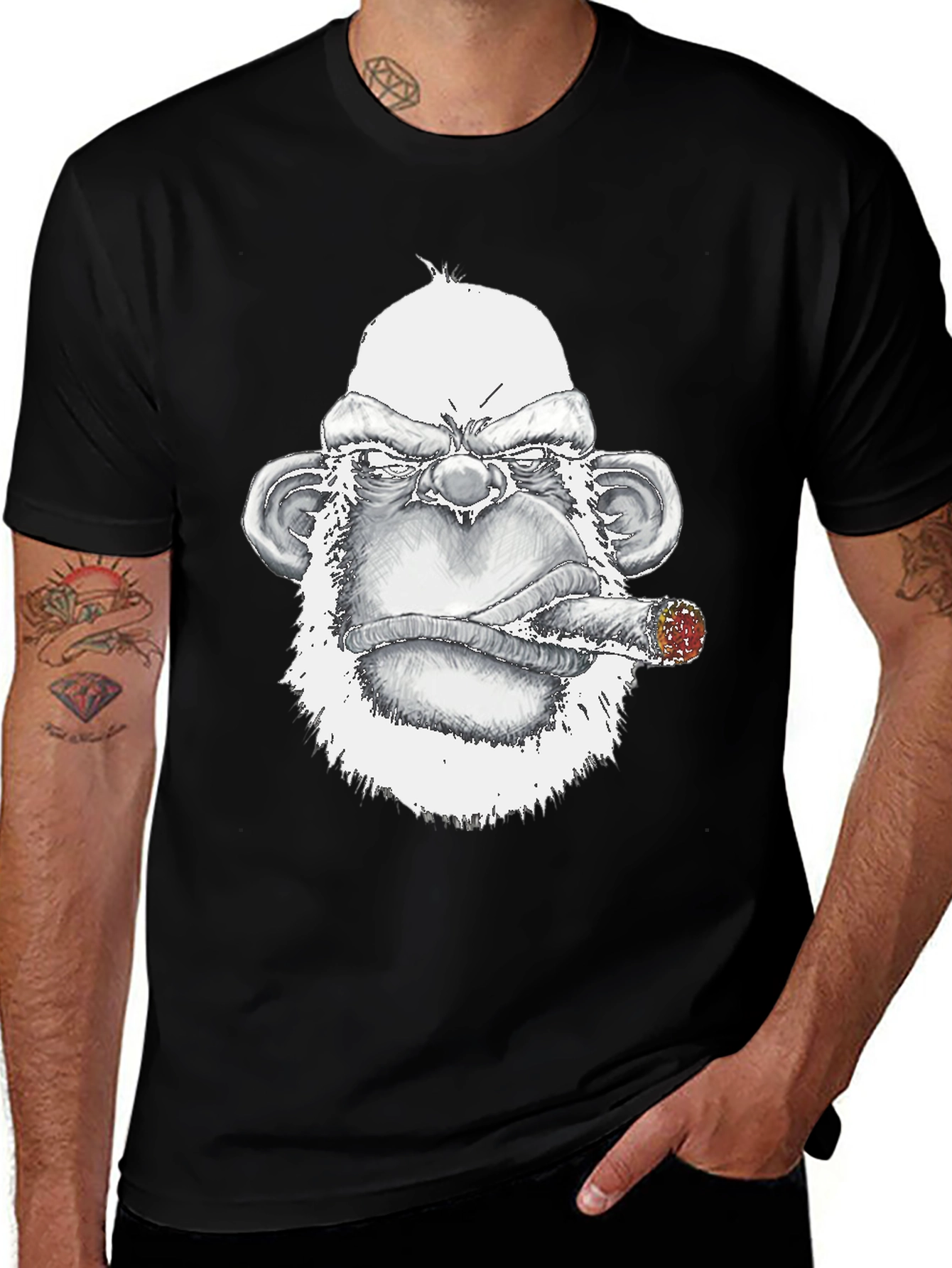 Black Grumpy Gorilla Tee: Bold Graphic Print main image