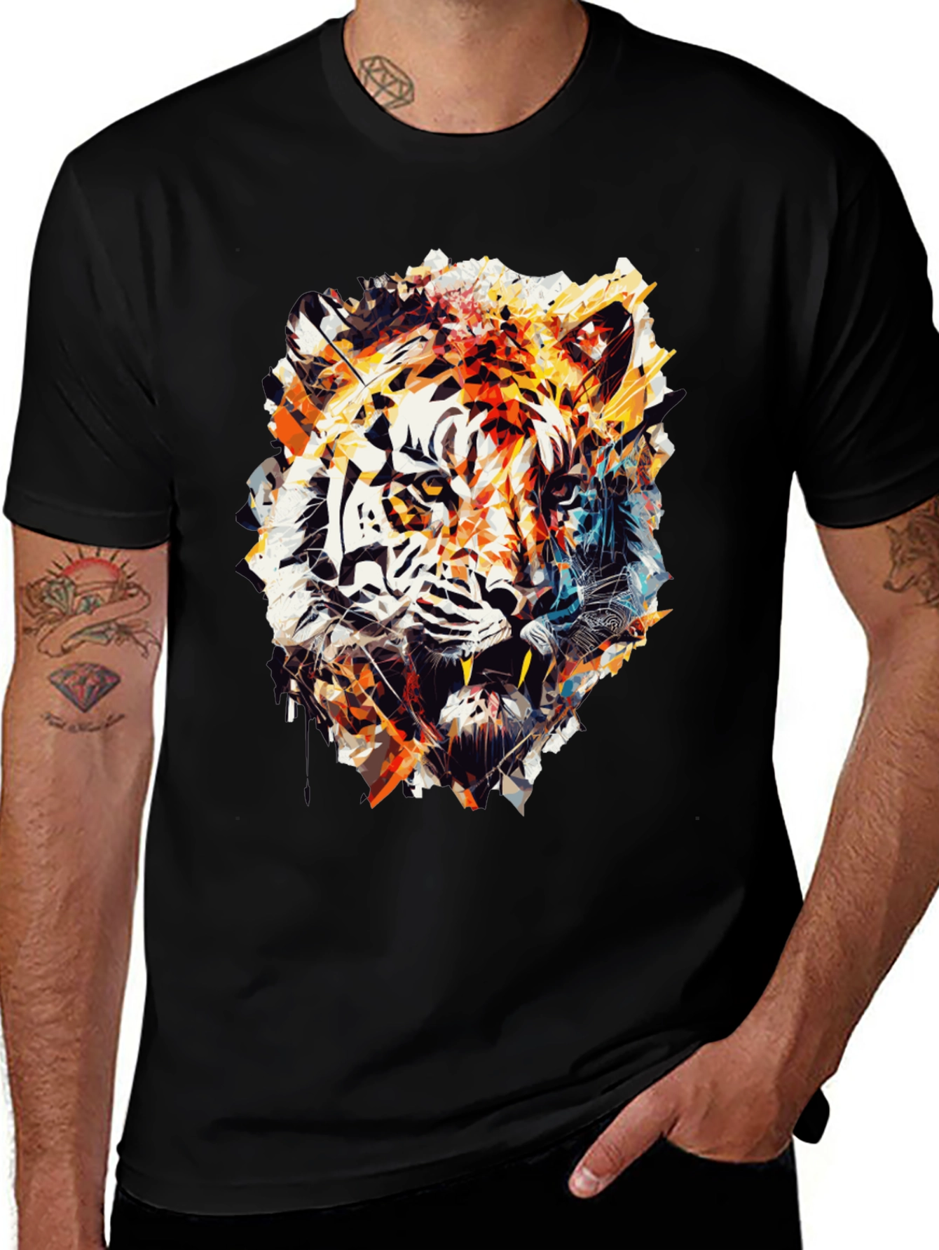 Variant 5 of Abstract Tiger Graphic Black T-Shirt