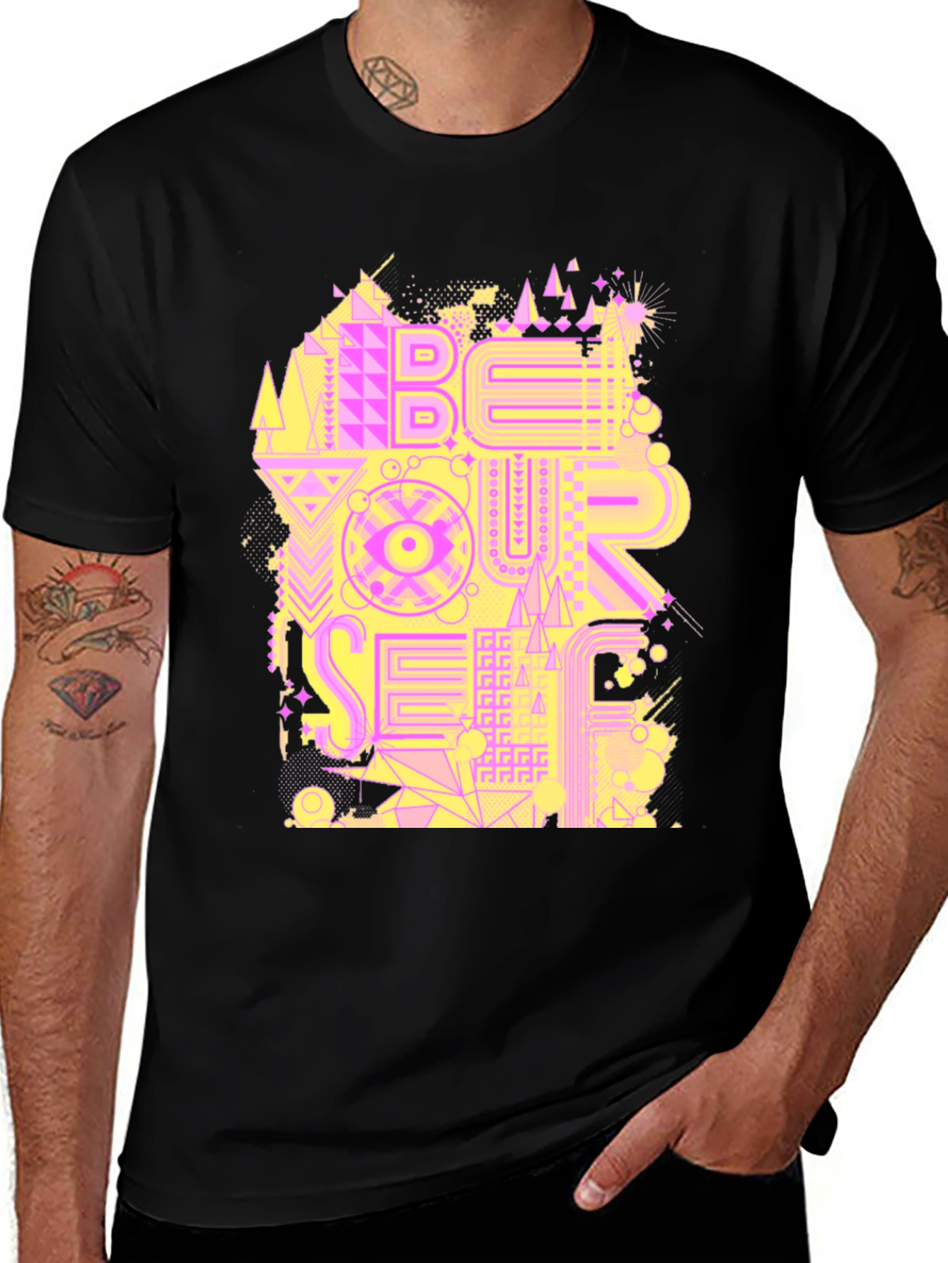 Variant 8 of Be Your Self Graphic Black T-Shirt