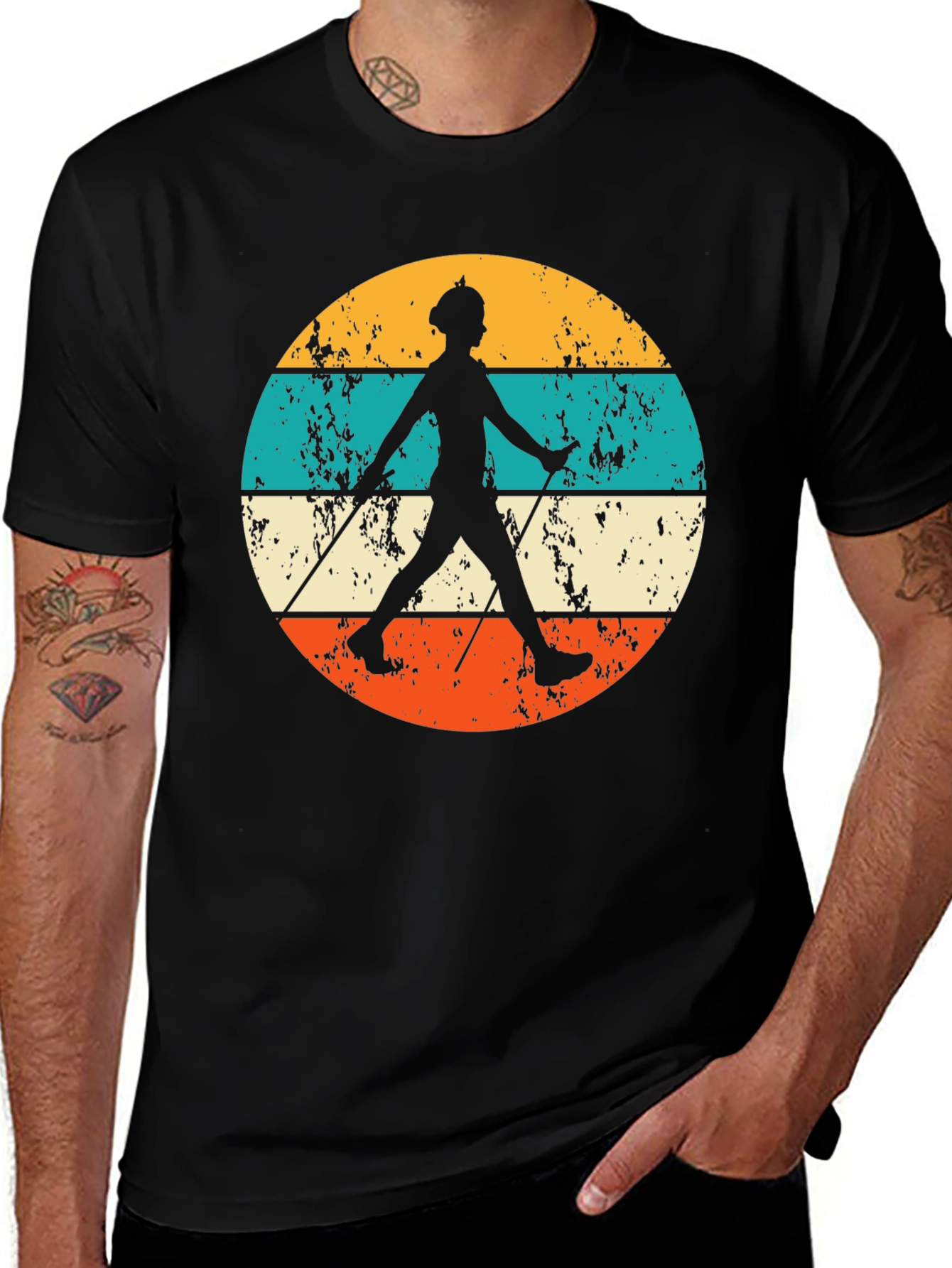 Variant 24 of Retro Nordic Walking Silhouette T-Shirt