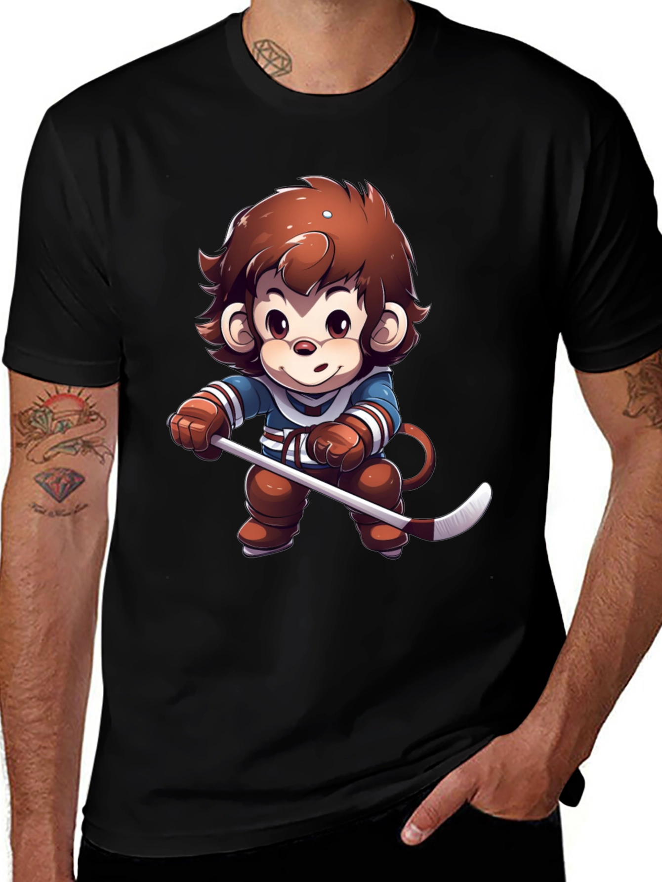 Variant 8 of Cartoon Monkey Hockey Player T-Shirt