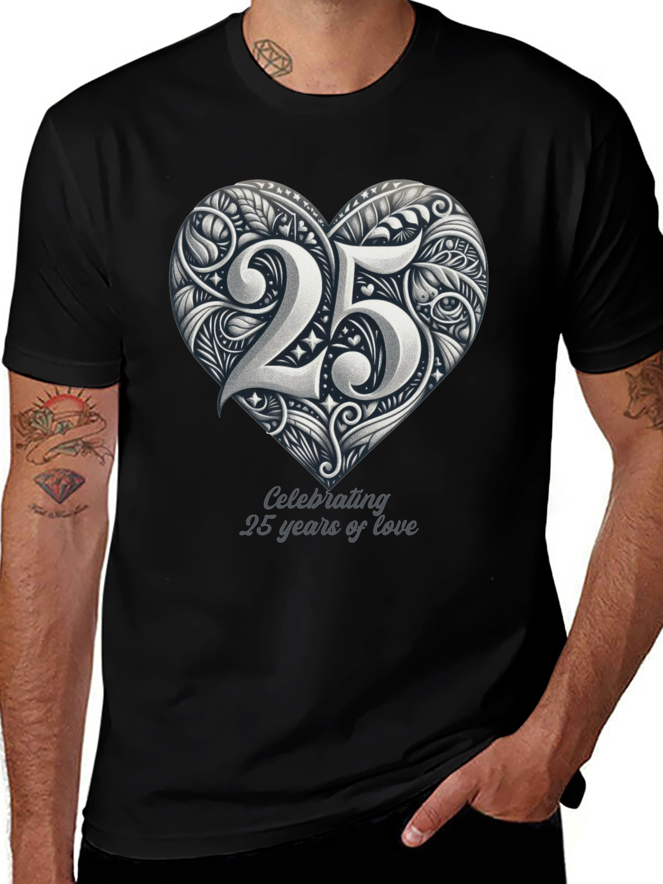 25th Anniversary Heart T-Shirt - Celebrate 25 Years of Love