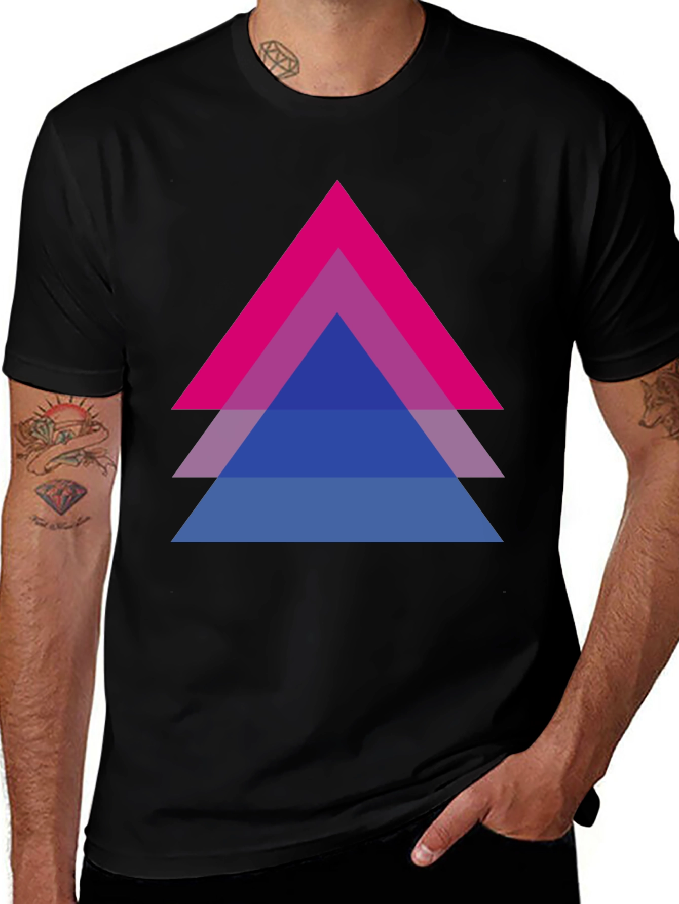Variant 30 of Bisexual Pride Triangle Graphic Tee - Black