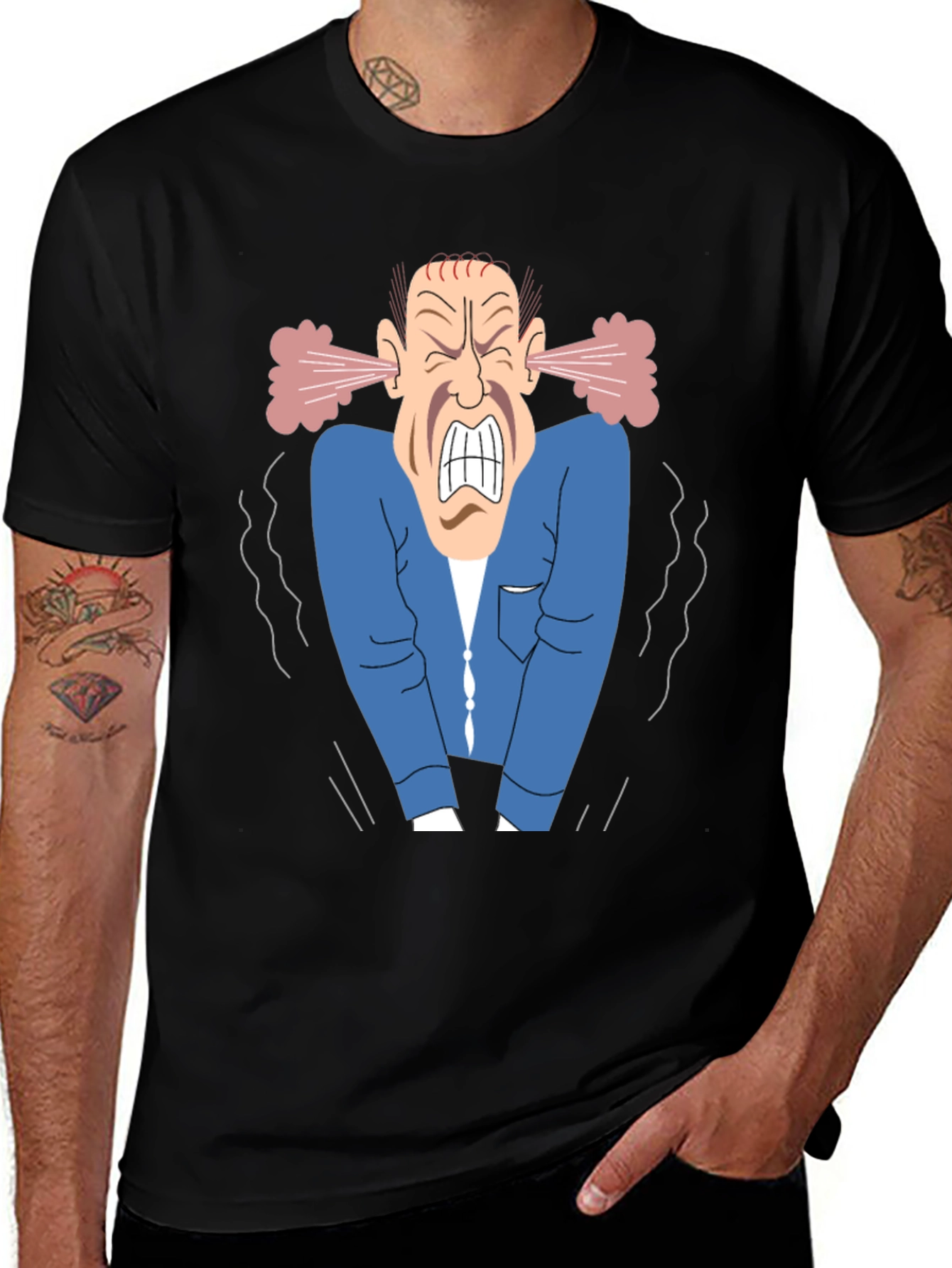 Variant 19 of Angry Man Cartoon Graphic Print T-Shirt