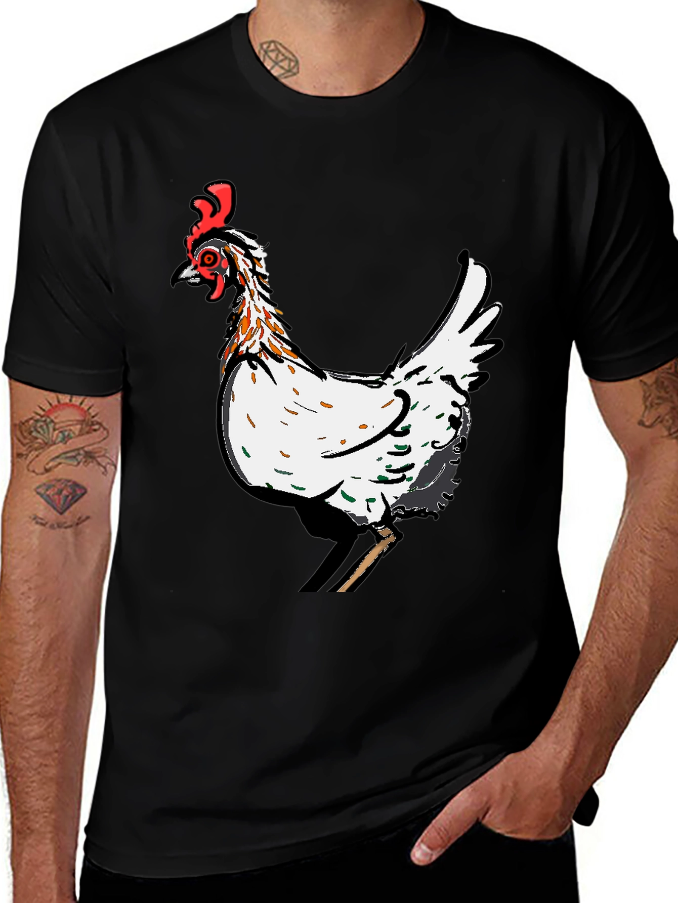Variant 19 of Black T-Shirt with Quirky Chicken Graphic
