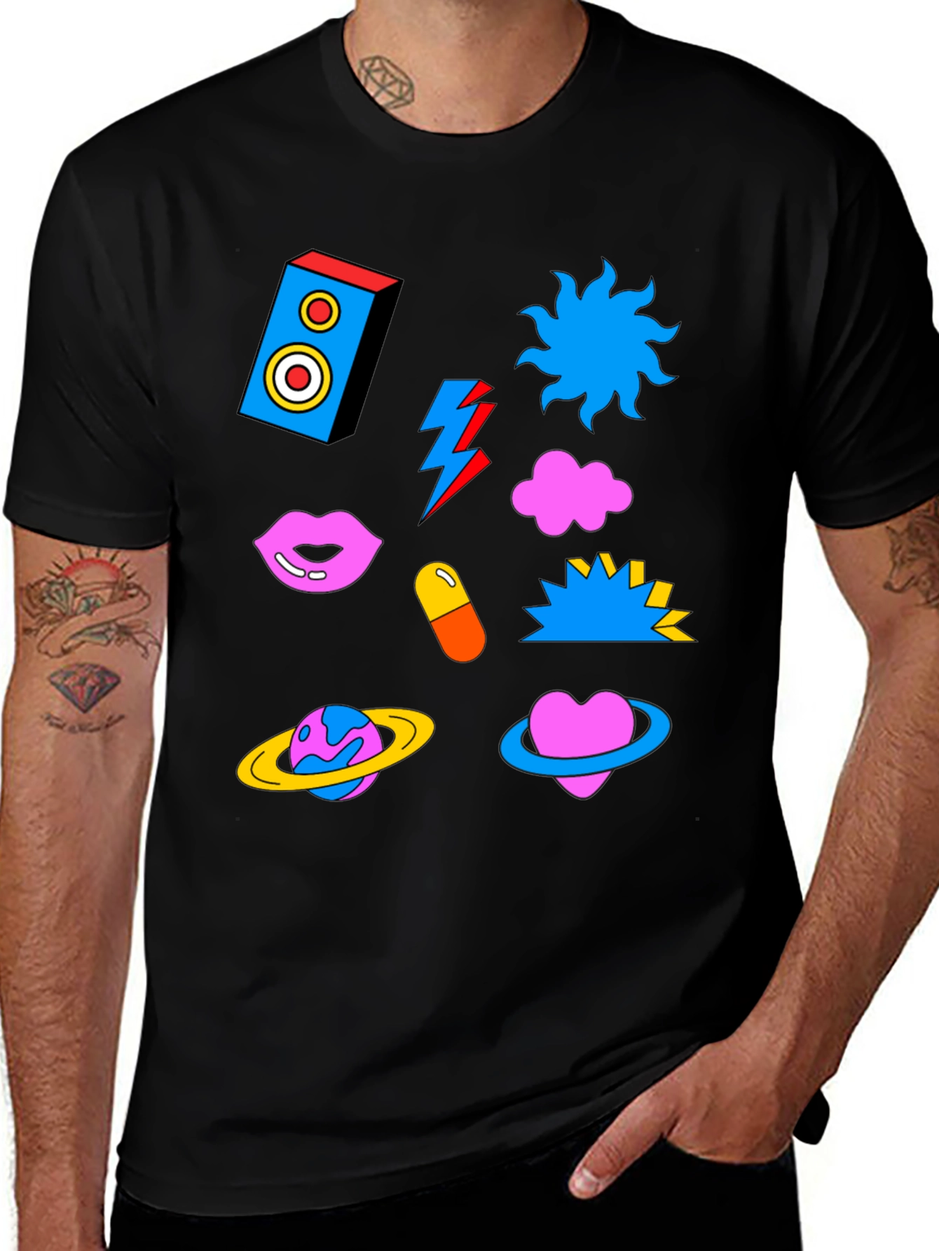 Variant 16 of Funky Graphic Print Crew Neck T-Shirt