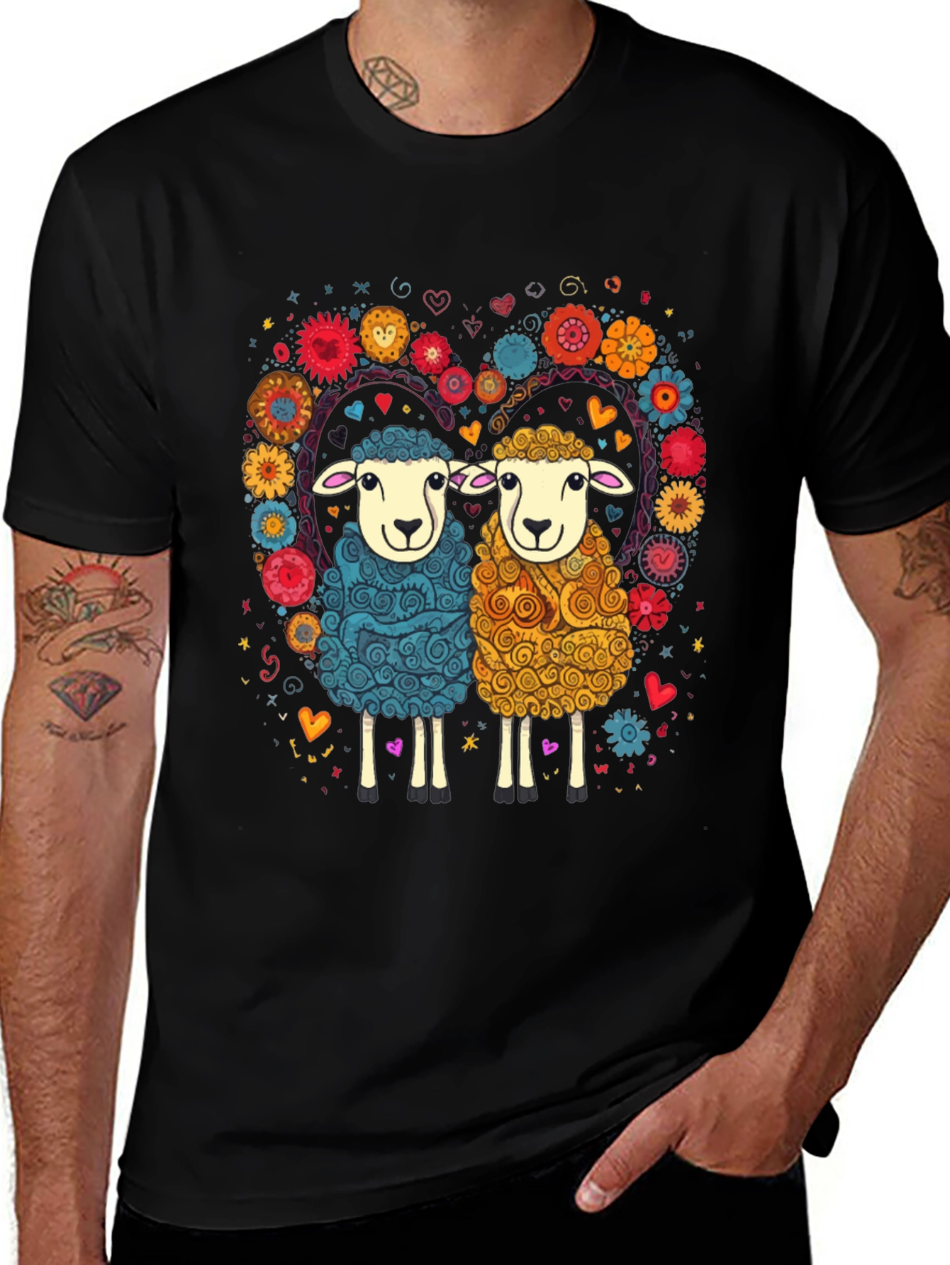 Variant 7 of Sheep Love Heart Graphic T-Shirt
