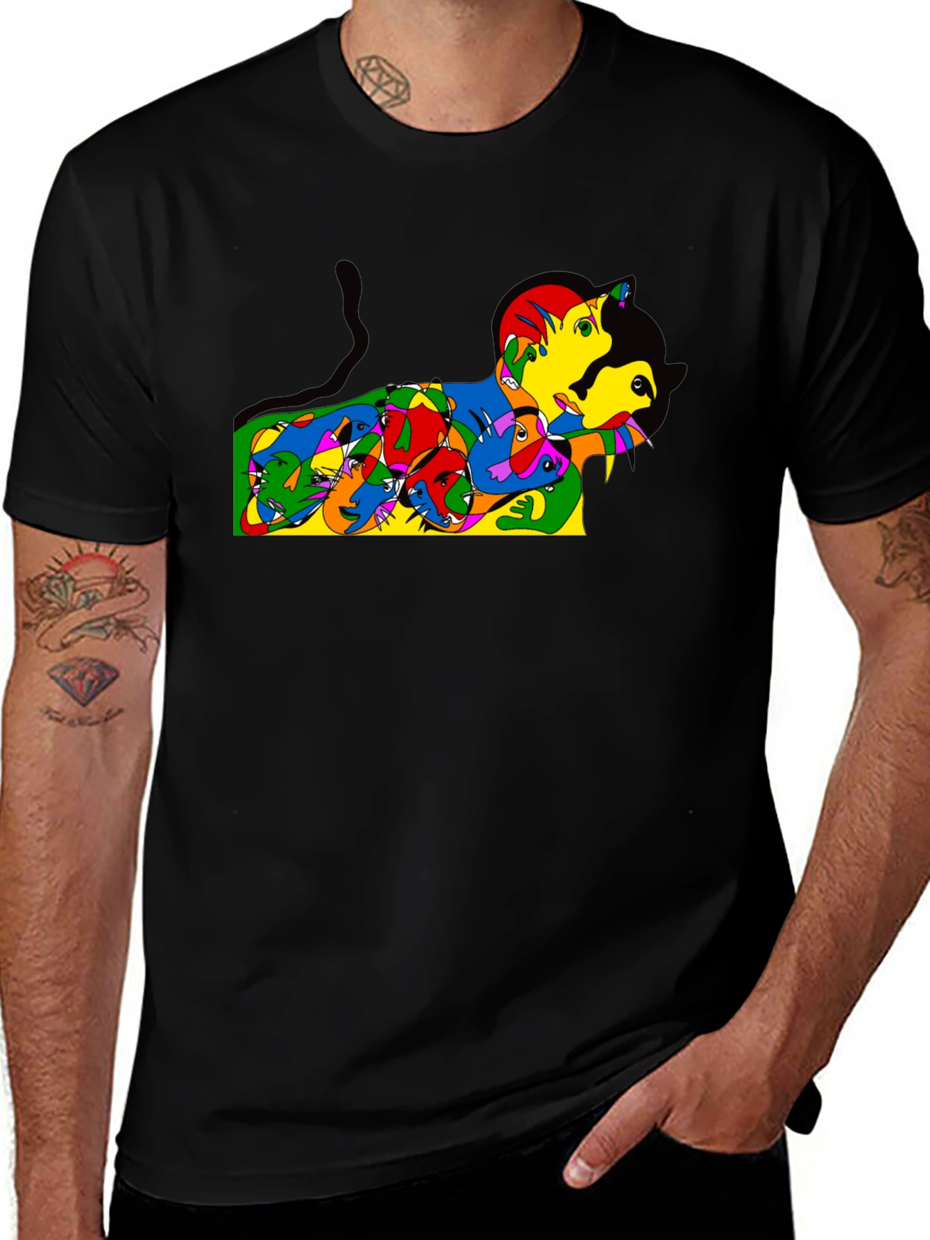 Variant 16 of Colorful Cat T-Shirt - Unique Graphic Tee