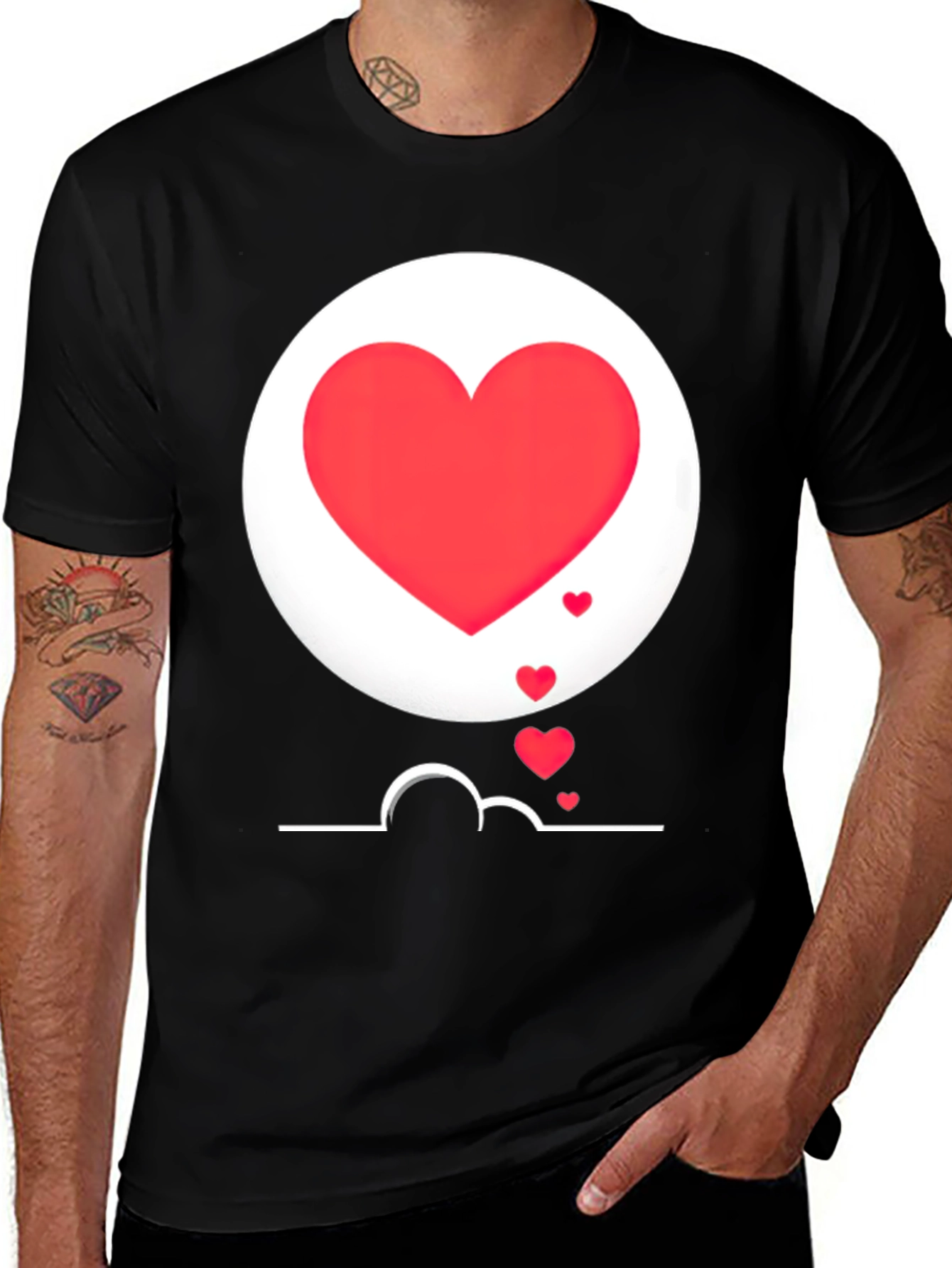 Variant 26 of Heart Graphic Black T-Shirt
