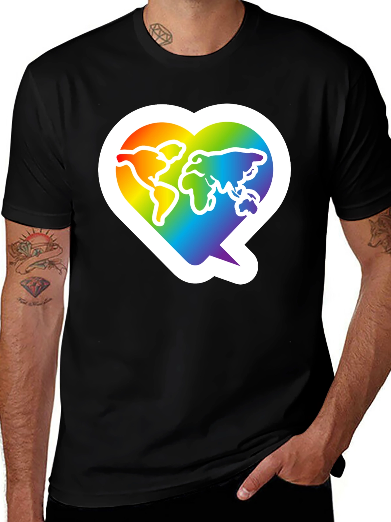 Variant 20 of Rainbow World Heart Graphic T-Shirt