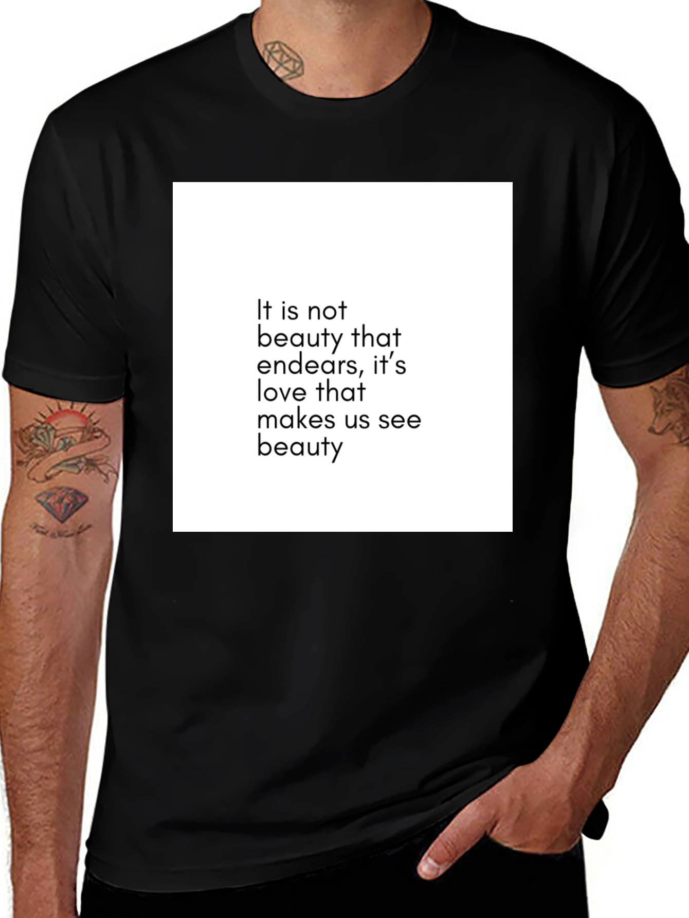 Inspirational Quote Black T-Shirt: Beauty & Love