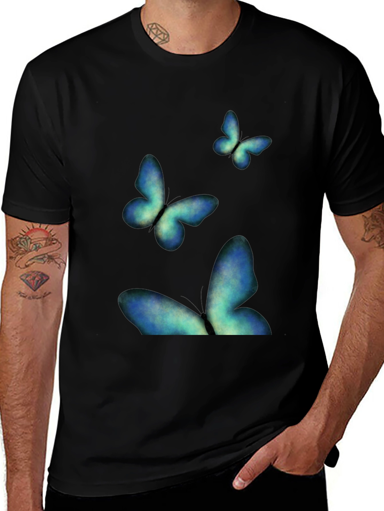 Variant 23 of Butterfly Graphic Print Black T-Shirt