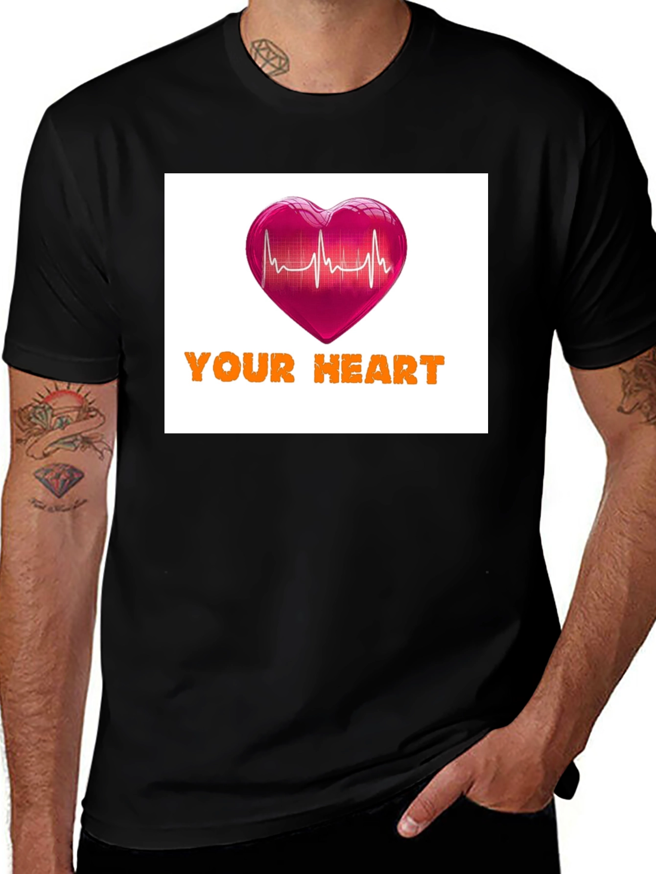 Your Heartbeat Graphic Black T-Shirt