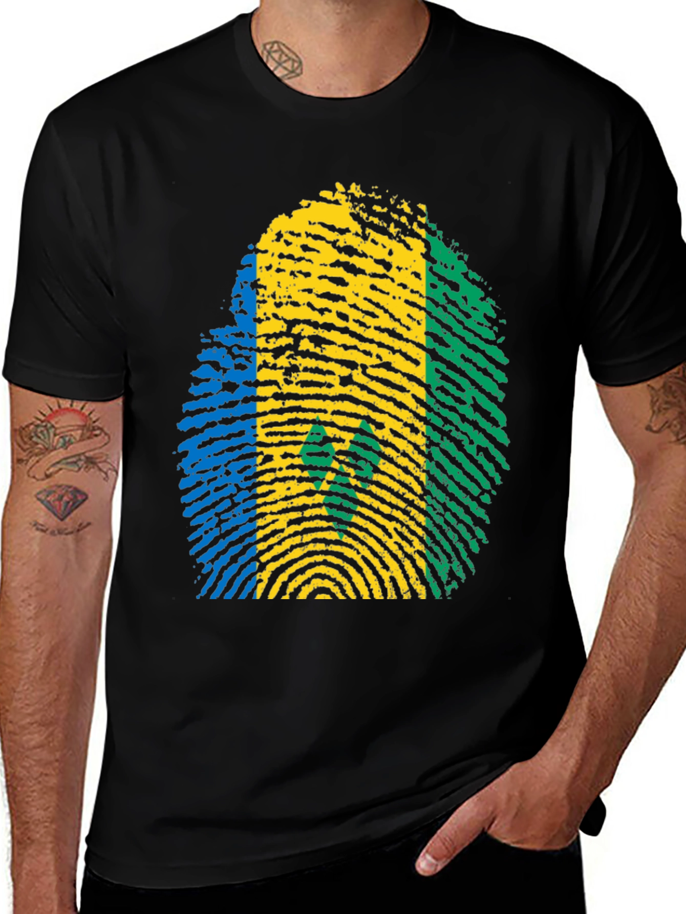 Saint Vincent Flag Fingerprint T-Shirt