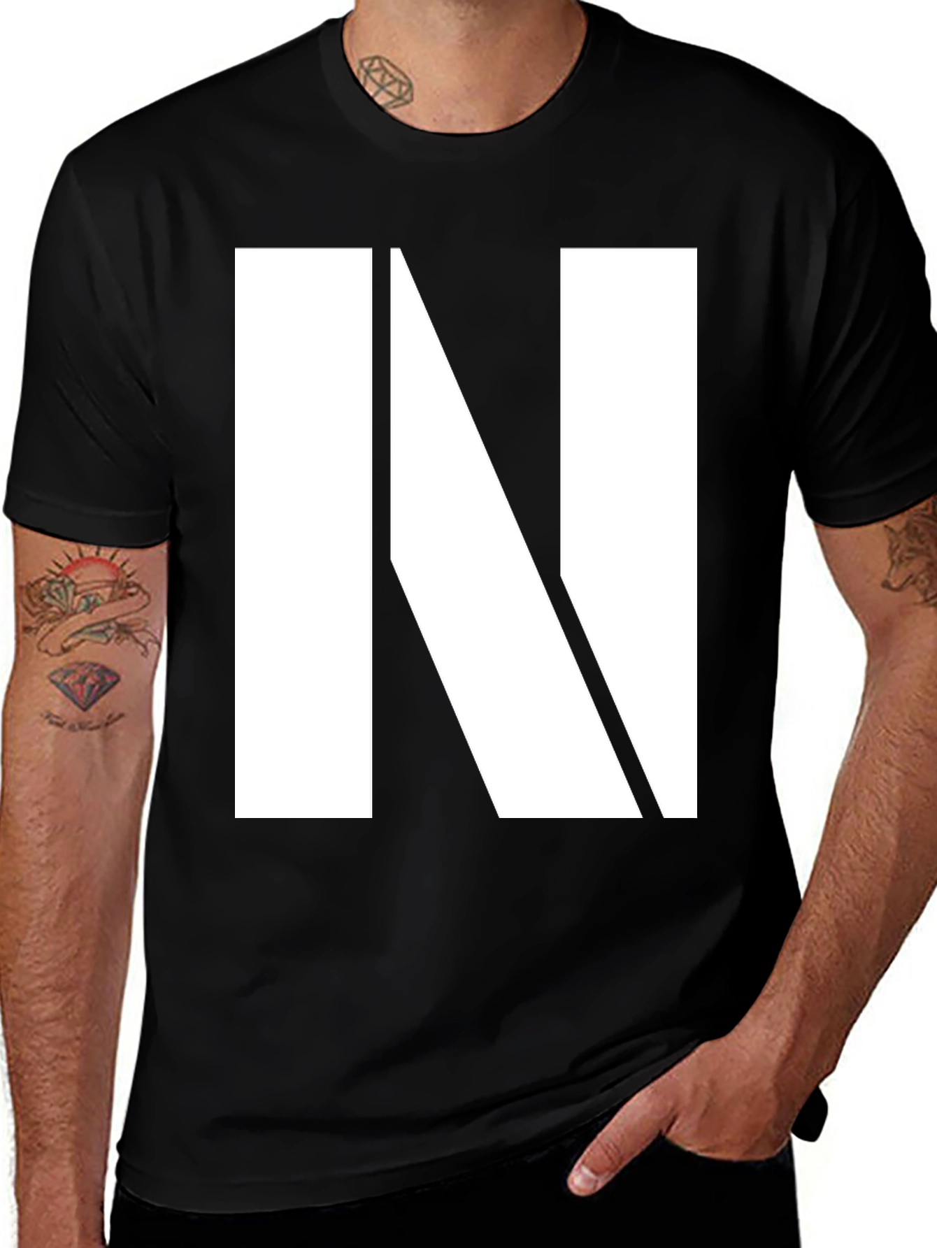 Variant 4 of Bold 'N' Graphic Tee - Modern Black T-Shirt