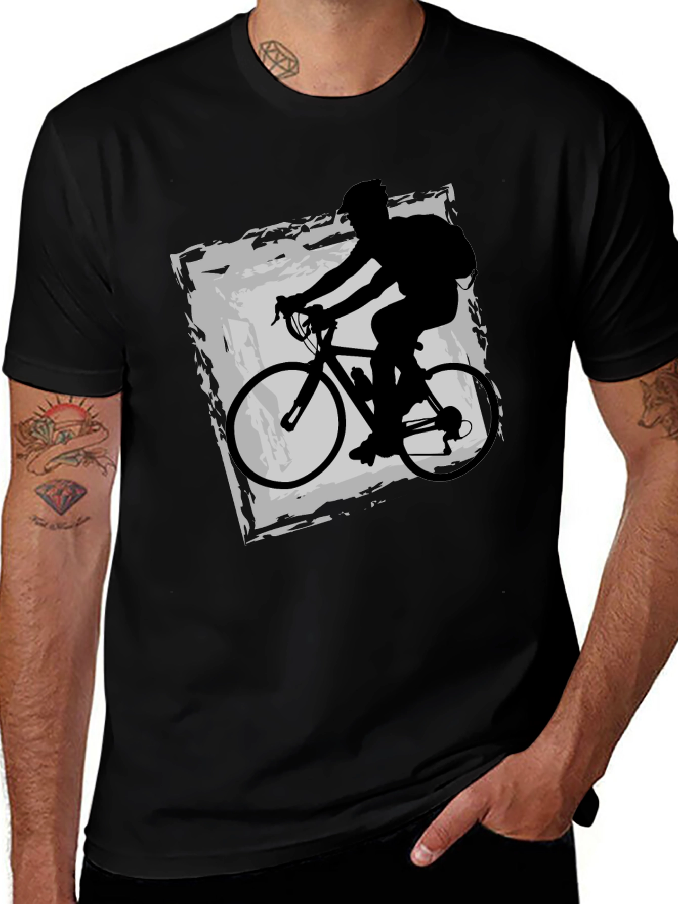 Variant 17 of Cyclist Graphic Tee - Black Cotton Blend