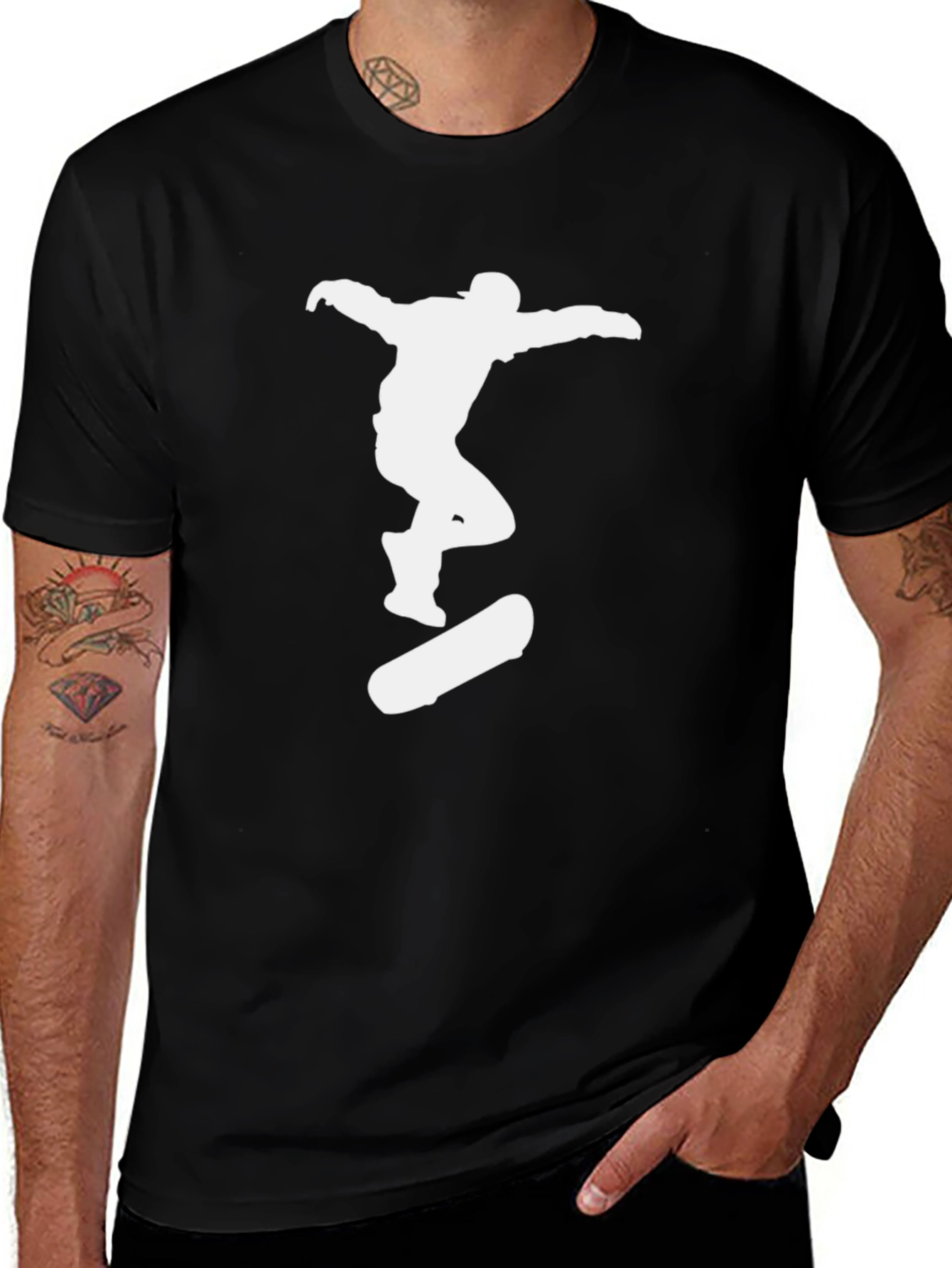 Variant 30 of Skateboarder Graphic Tee - Black Cotton T-Shirt