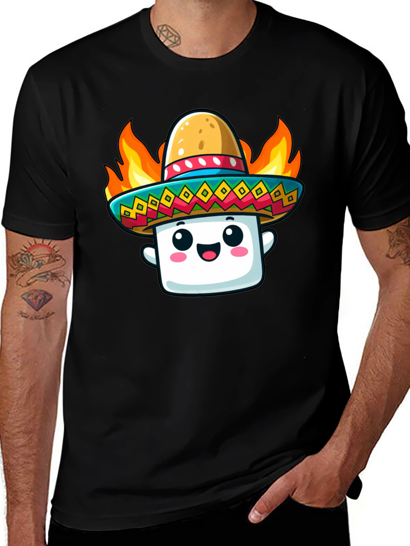 Fiery Marshmallow Sombrero Graphic Tee