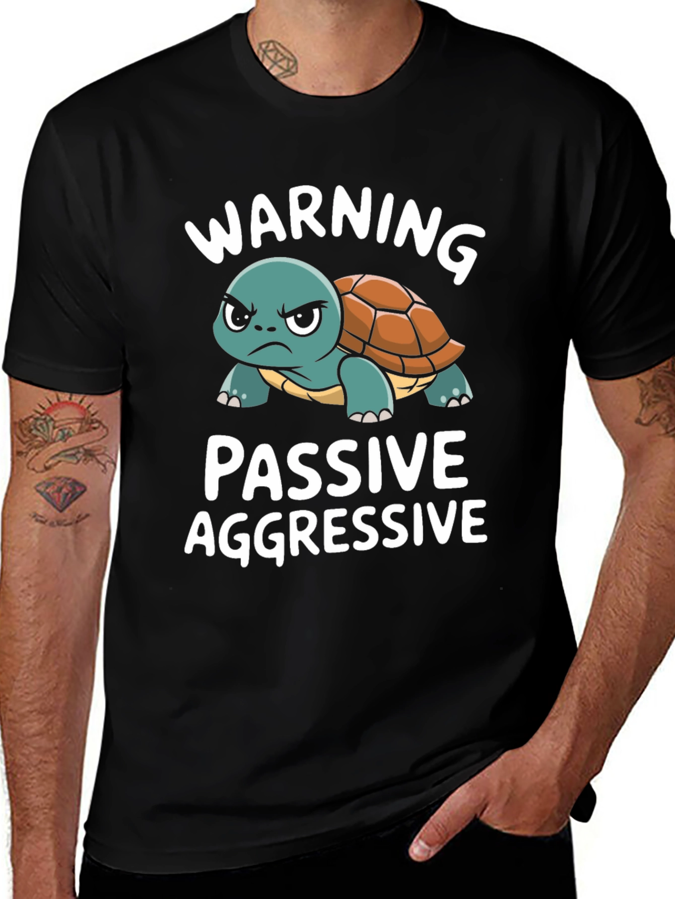 Black Passive Aggressive Turtle T-Shirt Funny Novelty Tee main image