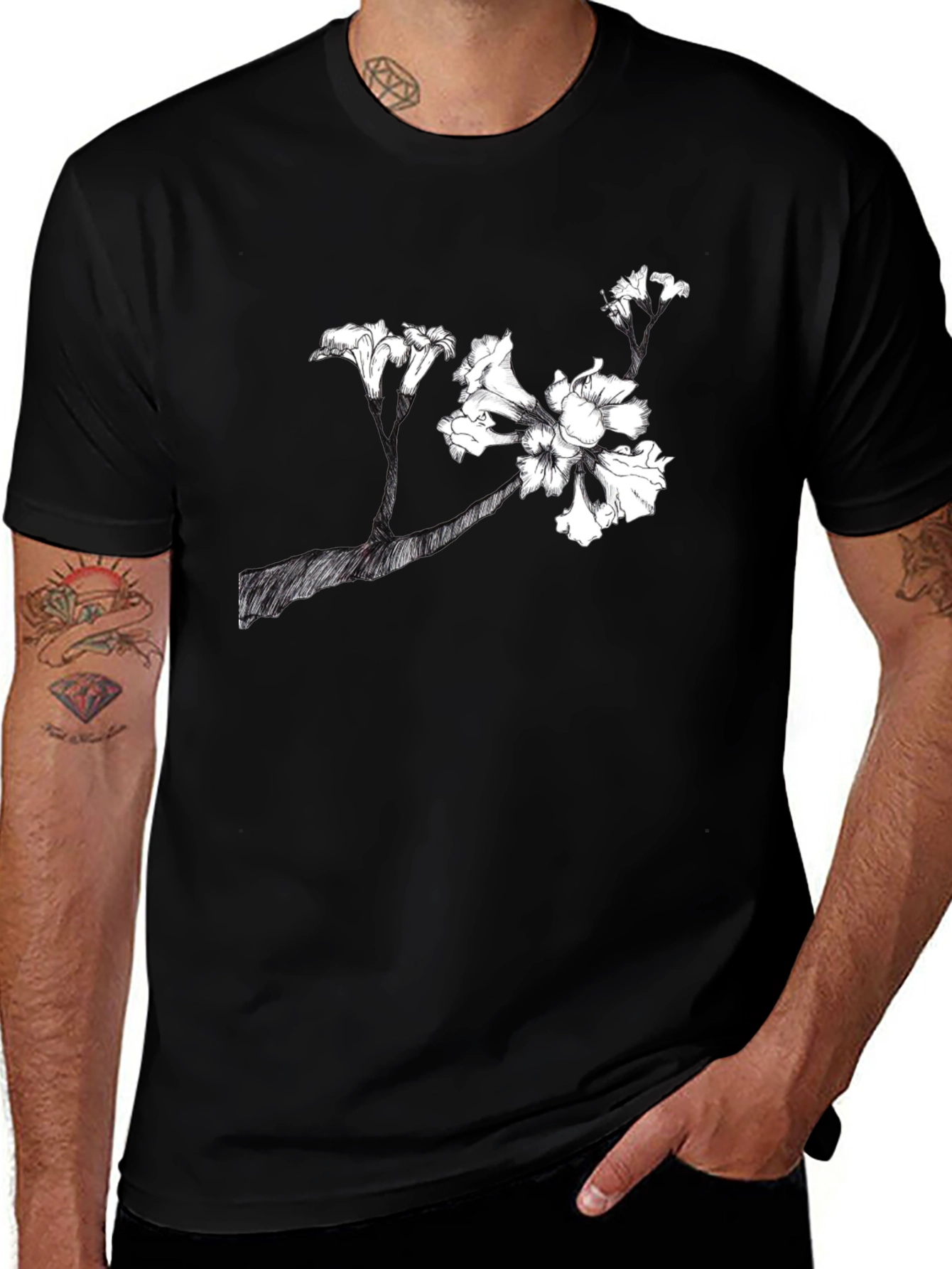 Floral Graphic Black T-Shirt