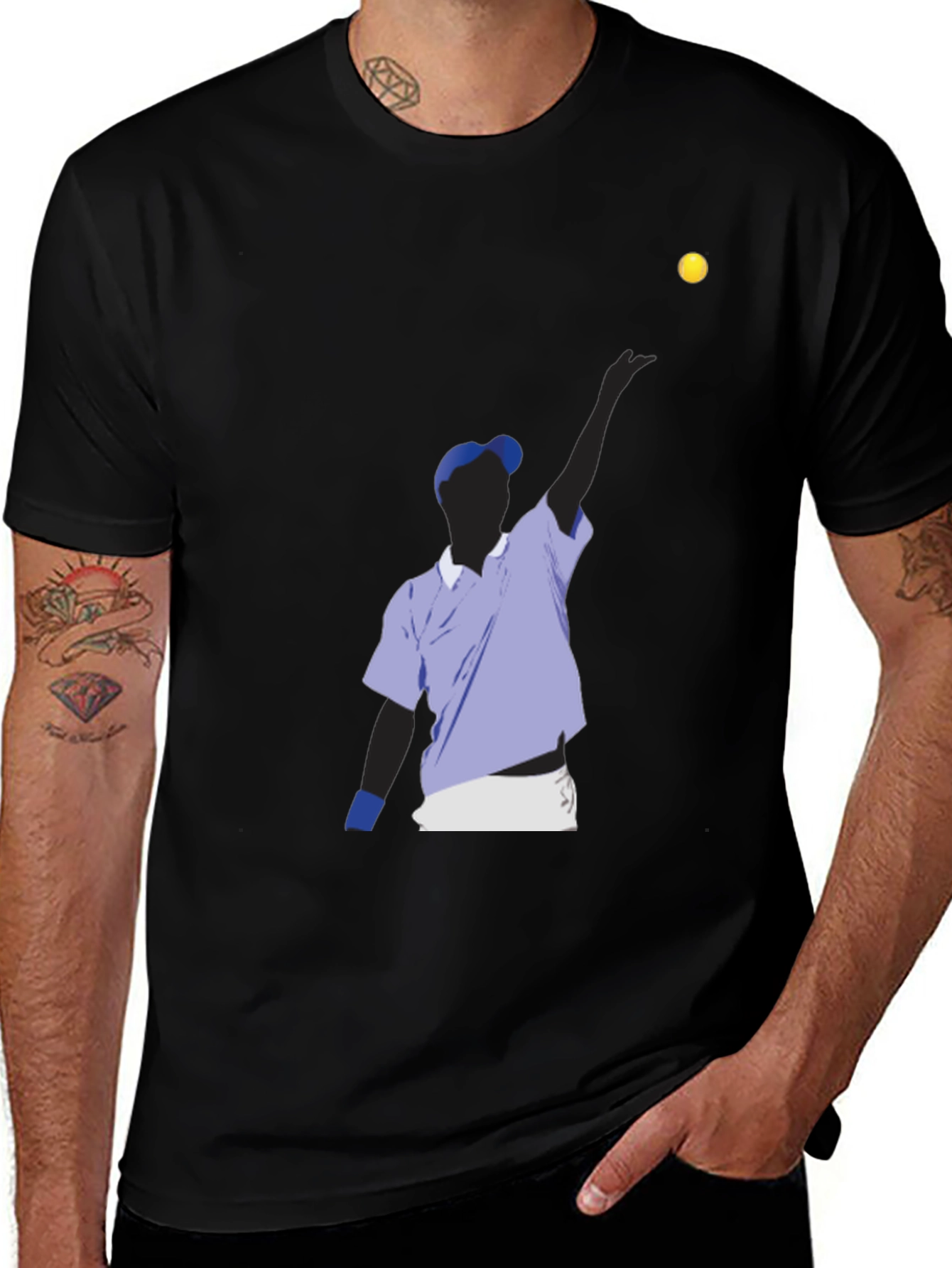 Variant 22 of Tennis Player Graphic Tee - Stylish Black T-Shirt