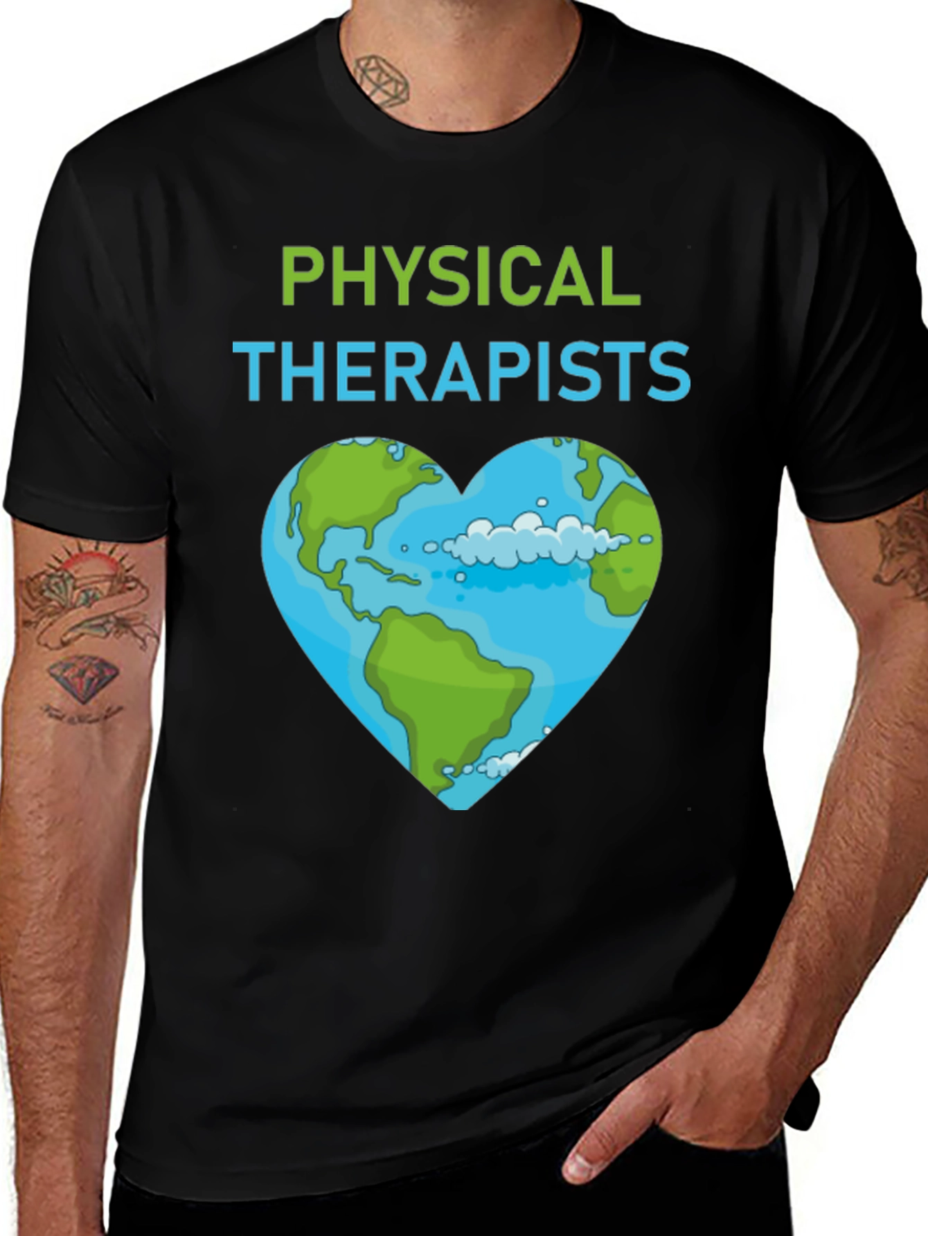 Variant 11 of Physical Therapists Earth Heart T-Shirt