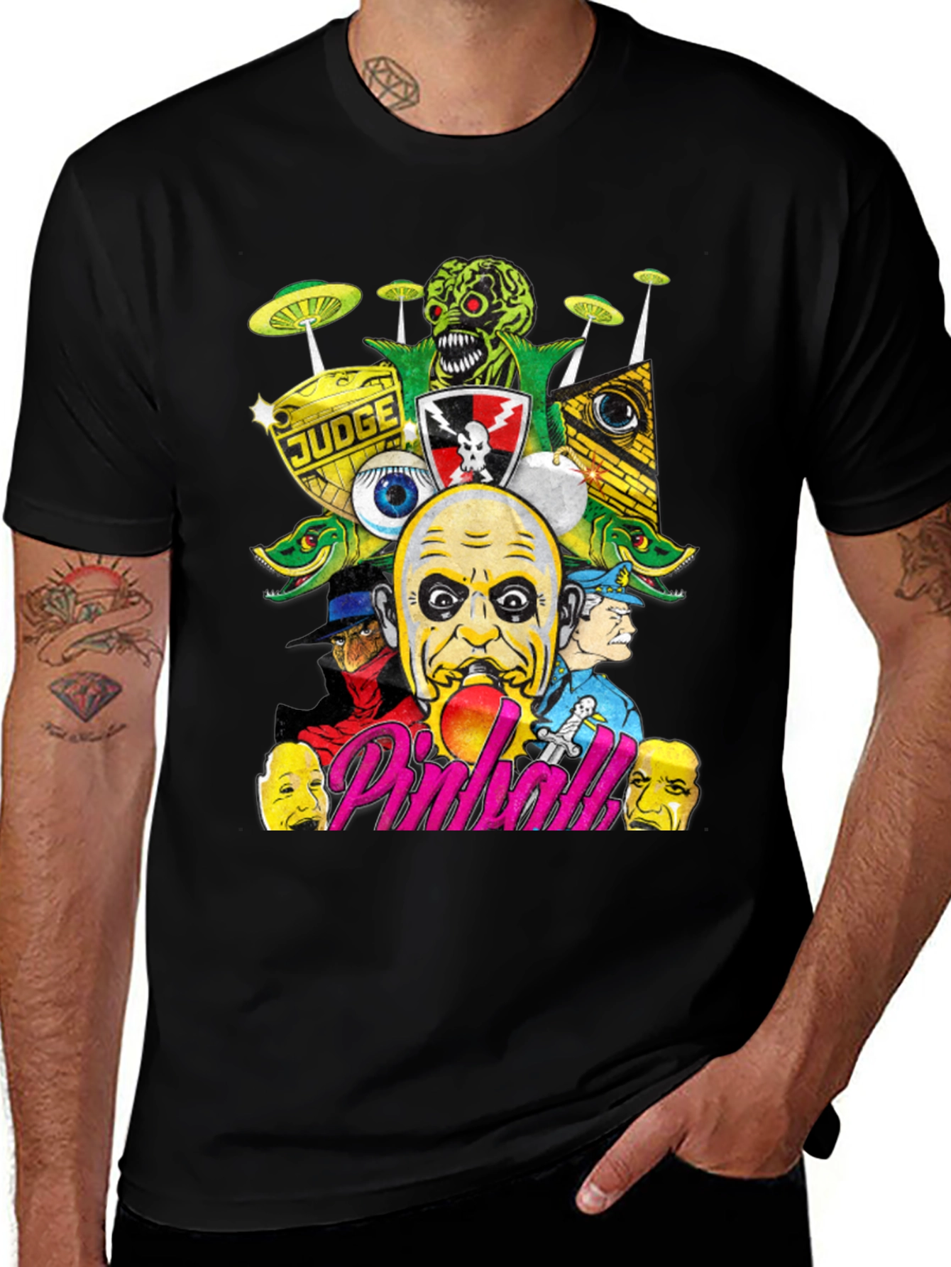 Variant 9 of Horror Pinball Black T-Shirt