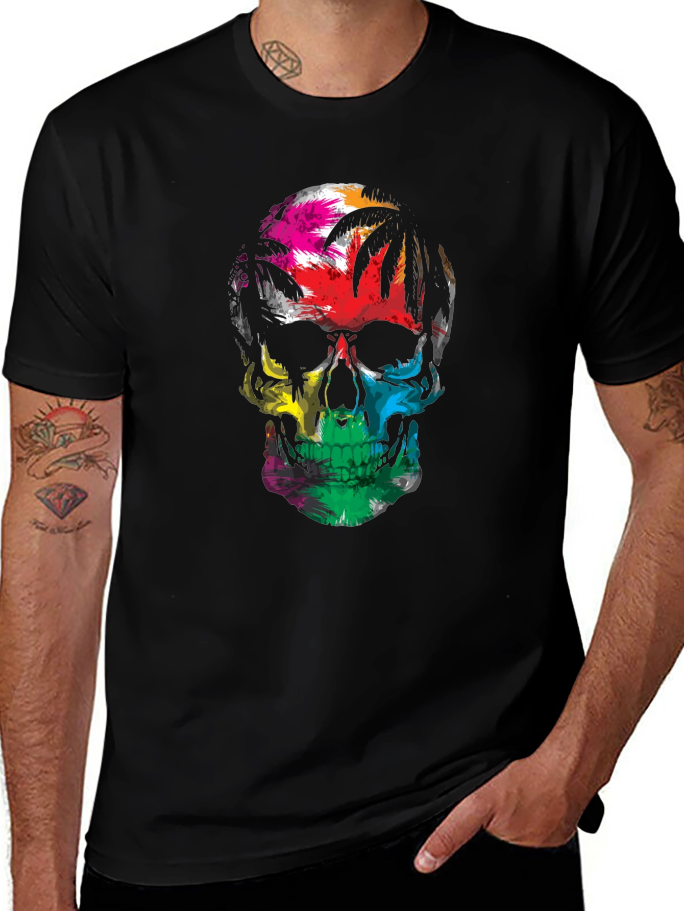 Variant 14 of Colorful Skull Palm Tree Graphic T-Shirt