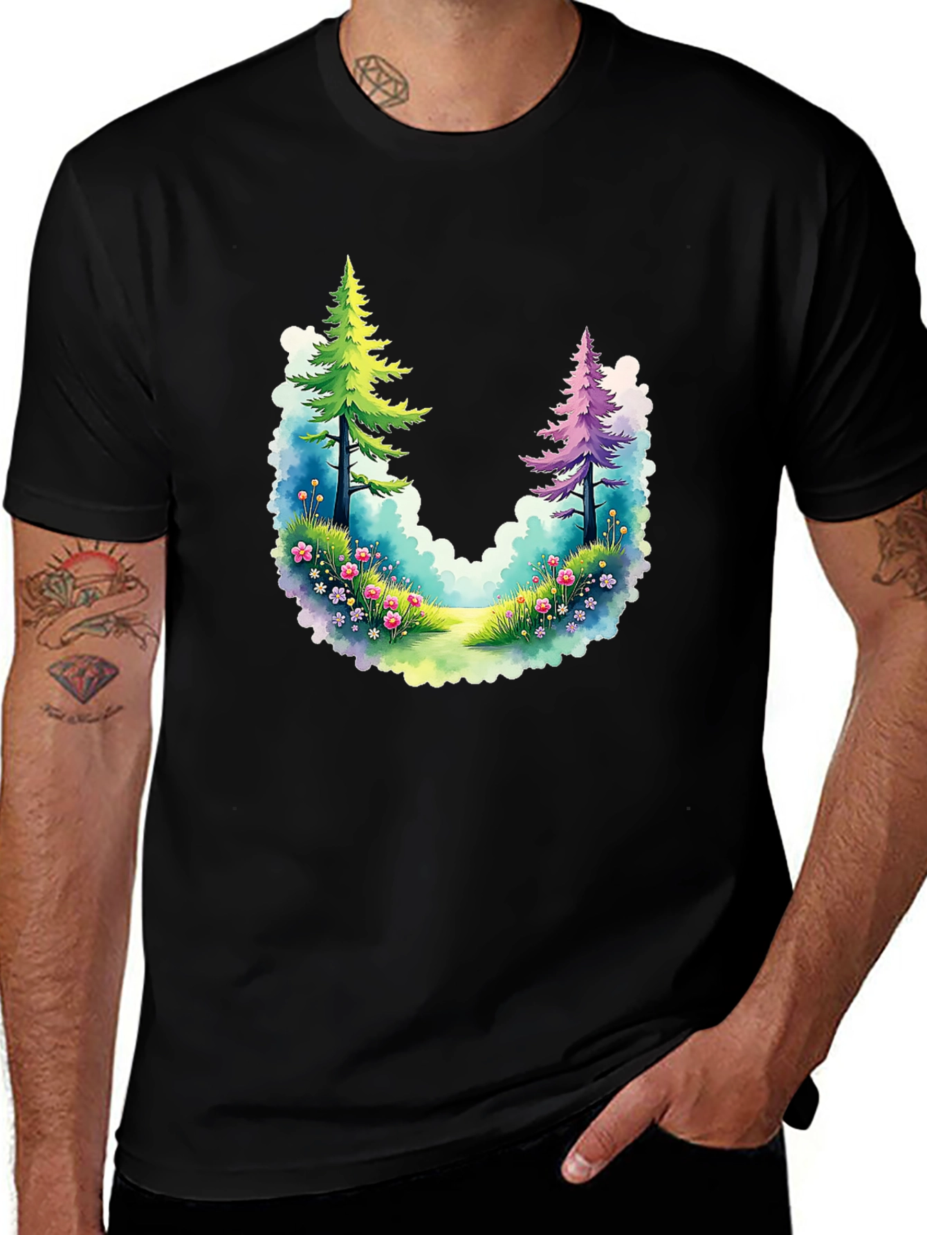 Variant 15 of Nature's Embrace T-Shirt - Whimsical Forest Design