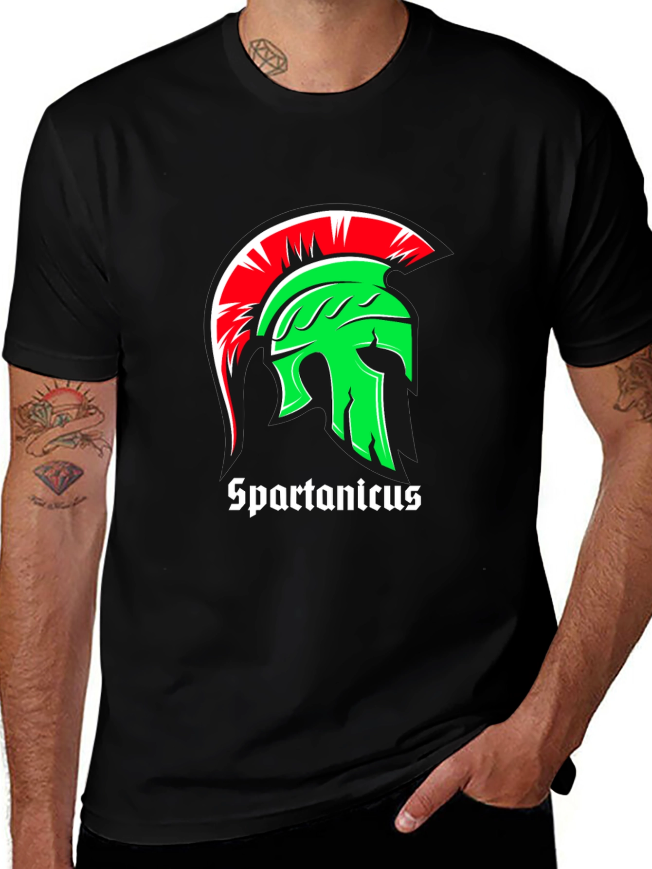 Variant 9 of Spartanicus Helmet Graphic Black T-Shirt